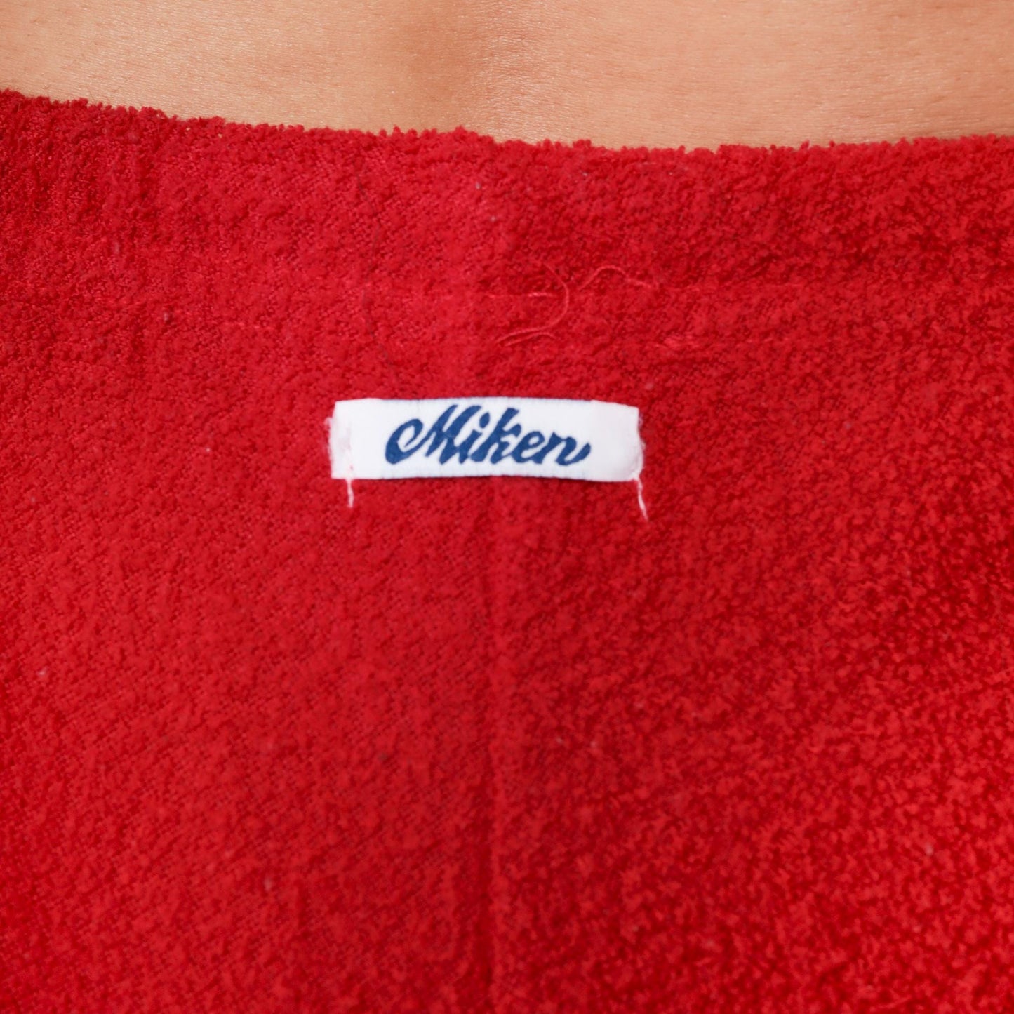 Y2K Red Terry Cloth Shorts White Striped Drawstring Small