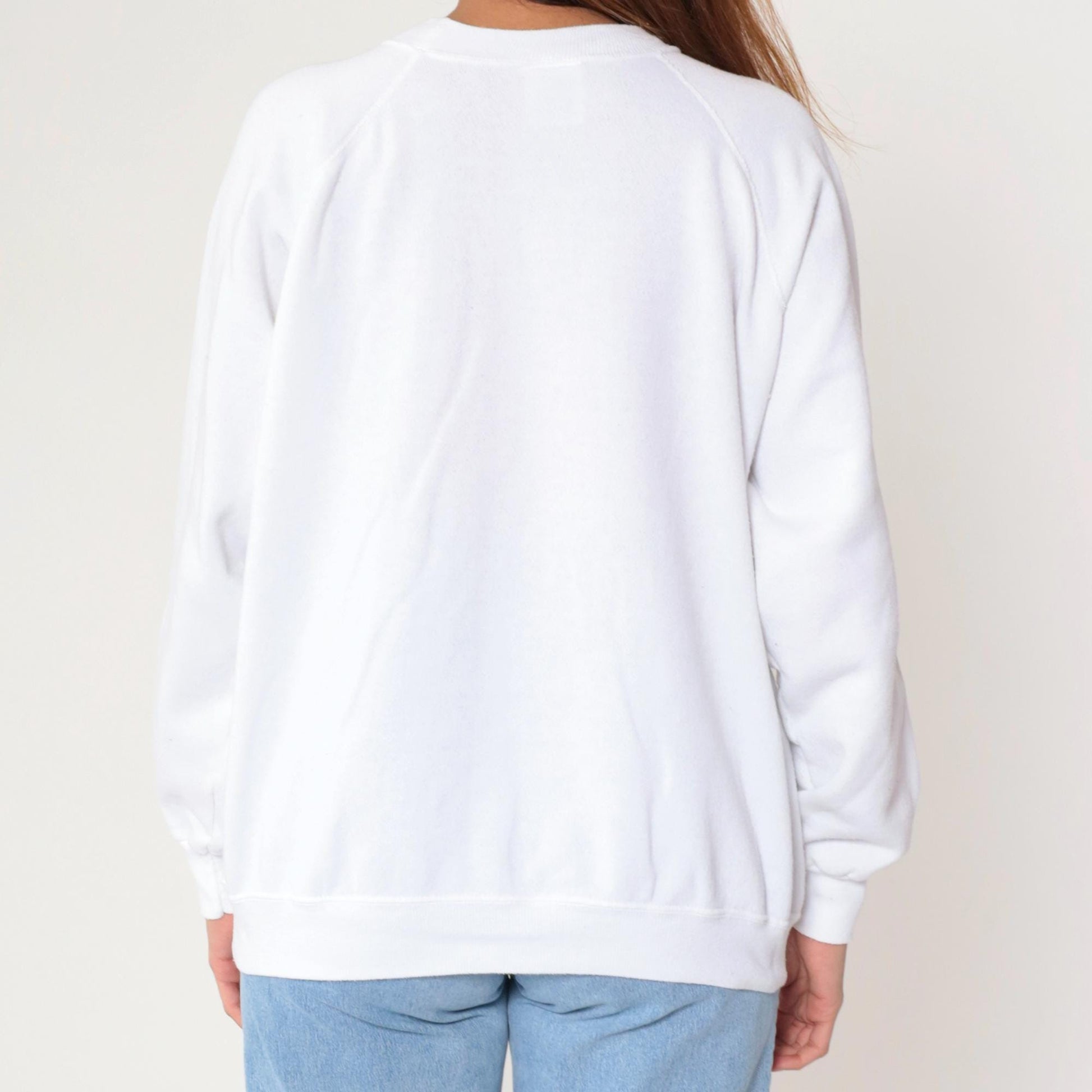 90s Neon Parrot Sweatshirt White Painted Graphic Raglan Crewneck Extra Large XL