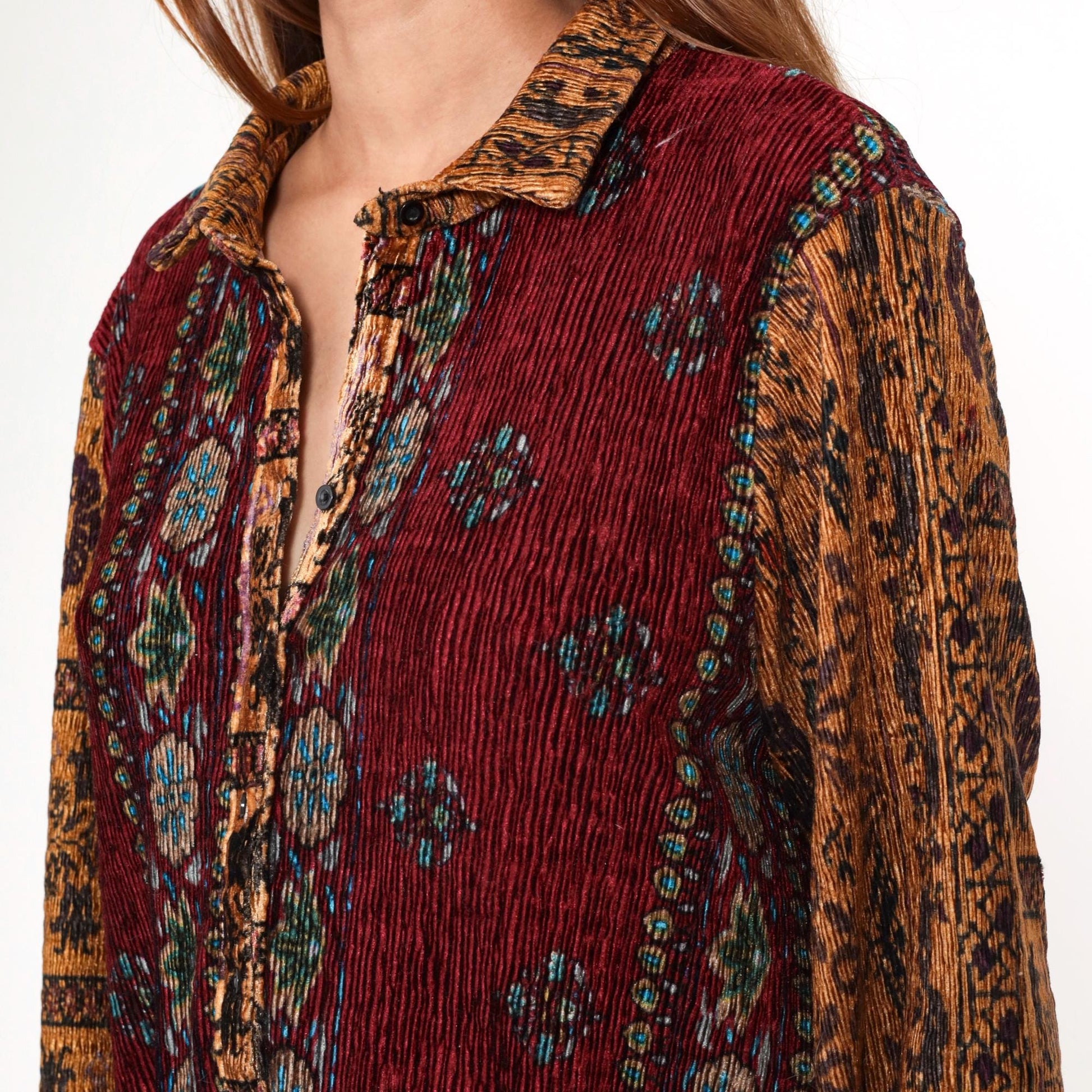 90s Paris Hues Floral Crinkle Mini Dress Burgundy Brown Asymmetrical Hem Medium Large