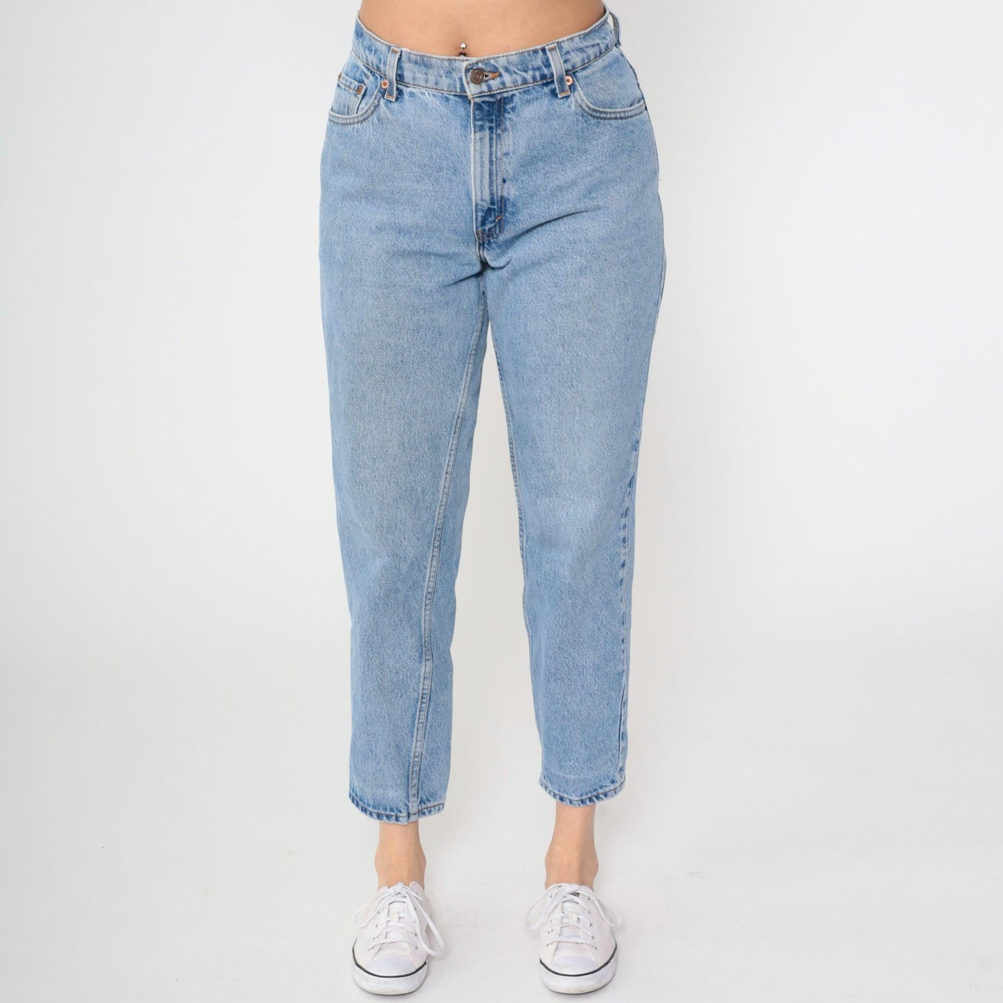 90s Levi's 550 High Waist Tapered Jeans Light Wash Denim Medium 29