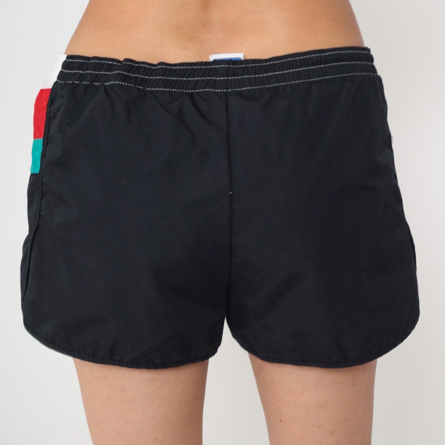90s Speedo Swim Trunks Black White Colour Block Striped Men's Medium