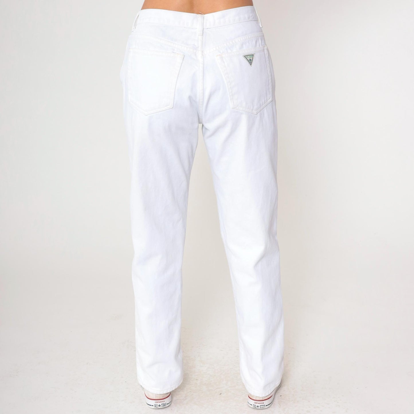 90s Guess White Denim High Rise Straight Leg Jeans 34x32 Medium