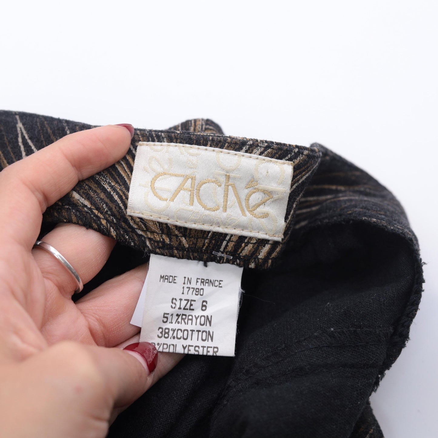 Y2K Cache Feather Print Flared Pants Brown Mid Rise Extra Small