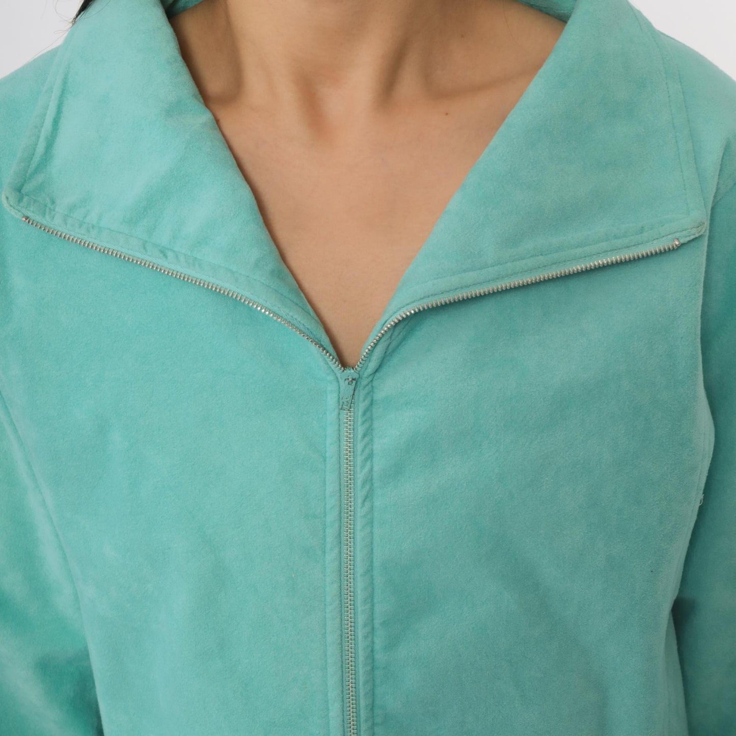 80s Bill Haire Aqua Faux Suede Zip Jacket Small