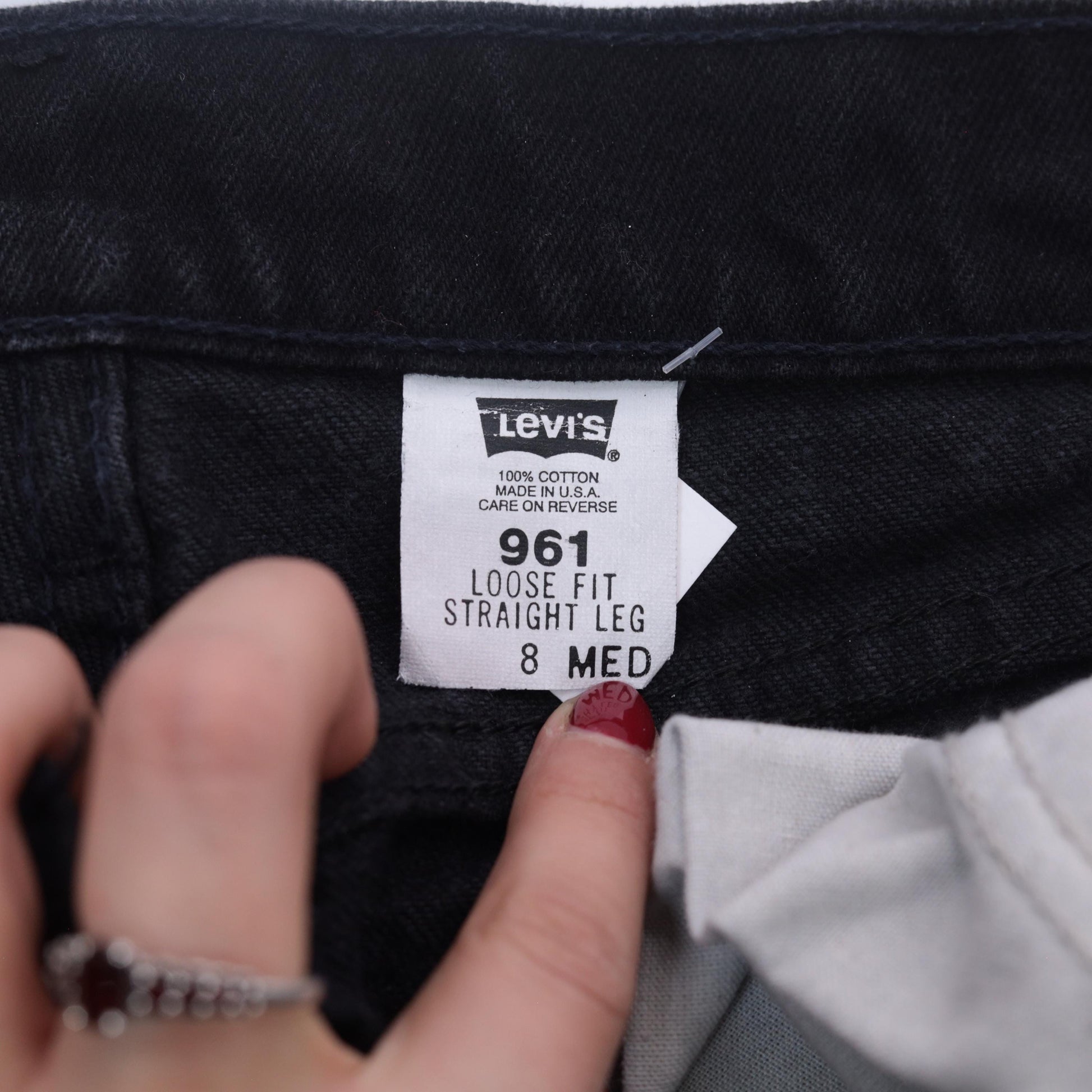 90s Levi's 961 Black Denim High-Waist Straight Leg Jeans Medium 8
