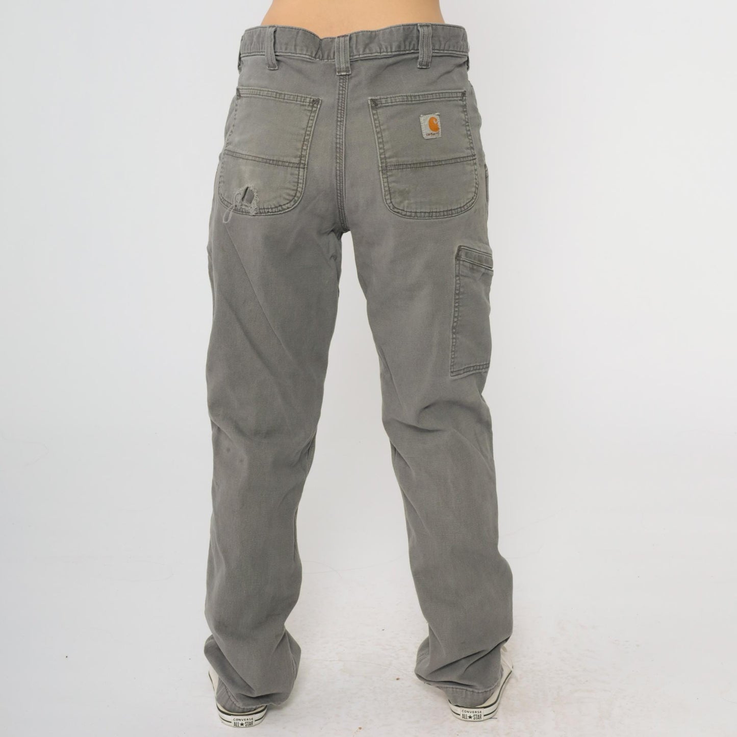 Y2K Carhartt Grey Utility Pants Straight Leg Distressed Men's 32x32