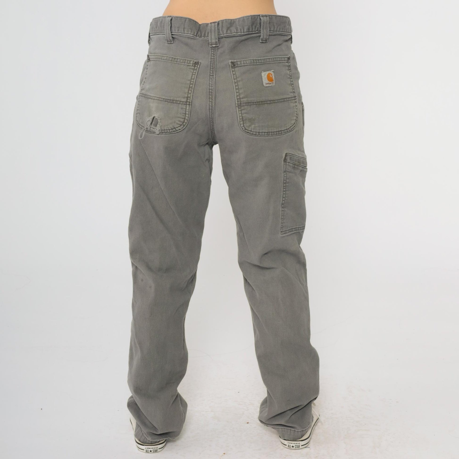 Y2K Carhartt Grey Utility Pants Straight Leg Distressed Men's 32x32