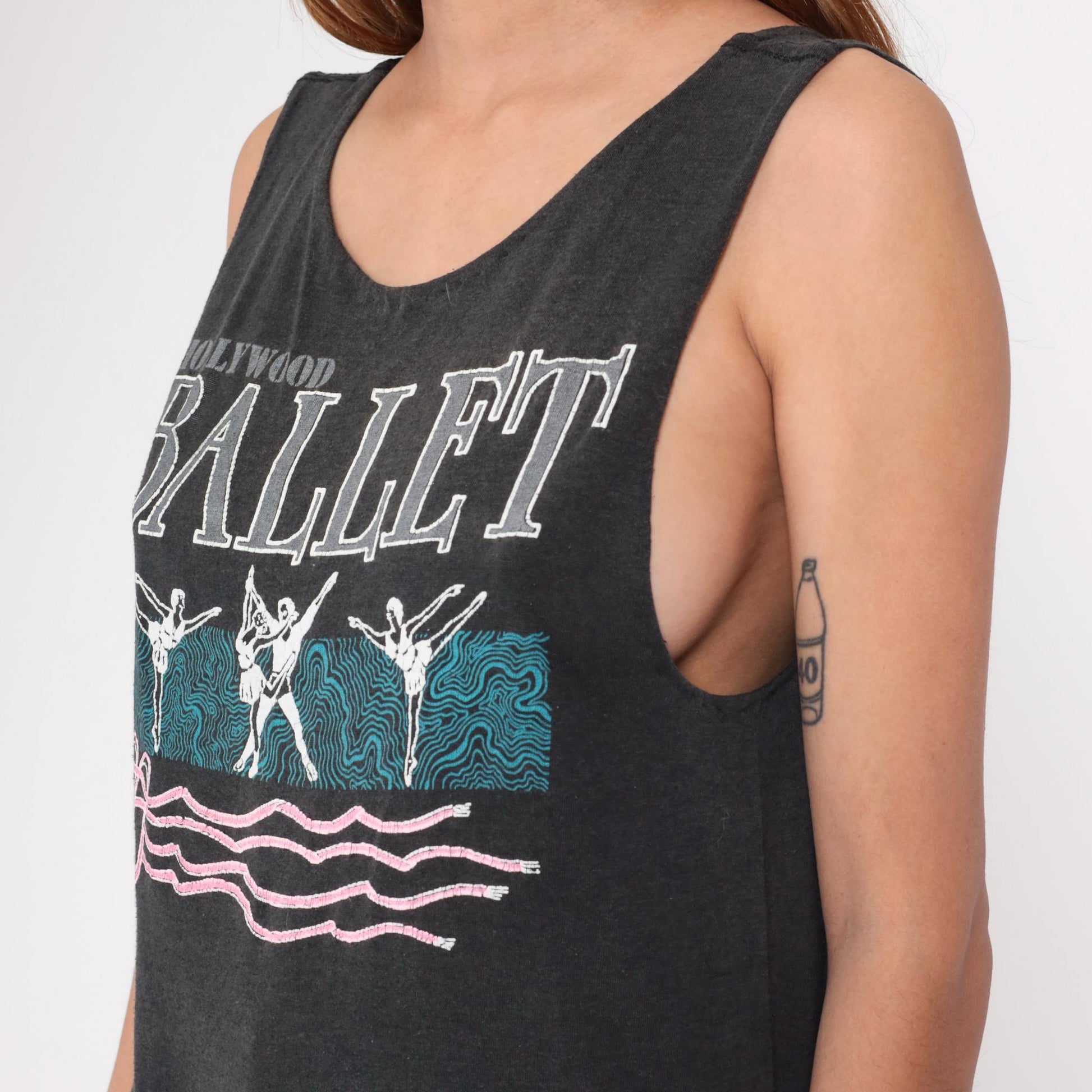 90s Hollywood Ballet Tank Top Black Graphic Sleeveless Small S