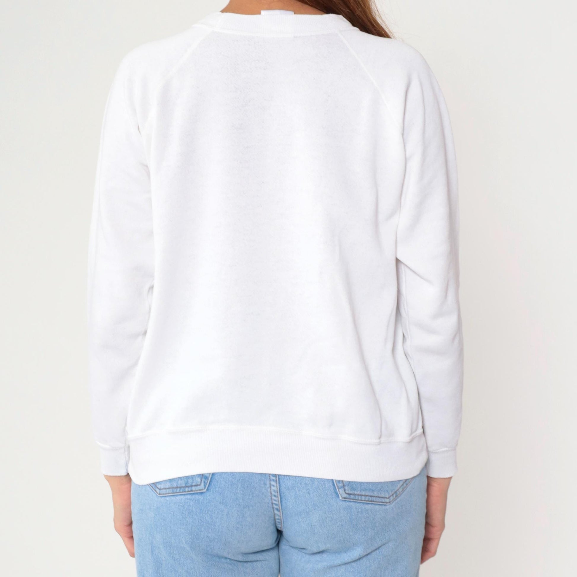 90s Hanes Her Way White Raglan Sweatshirt Crewneck Medium