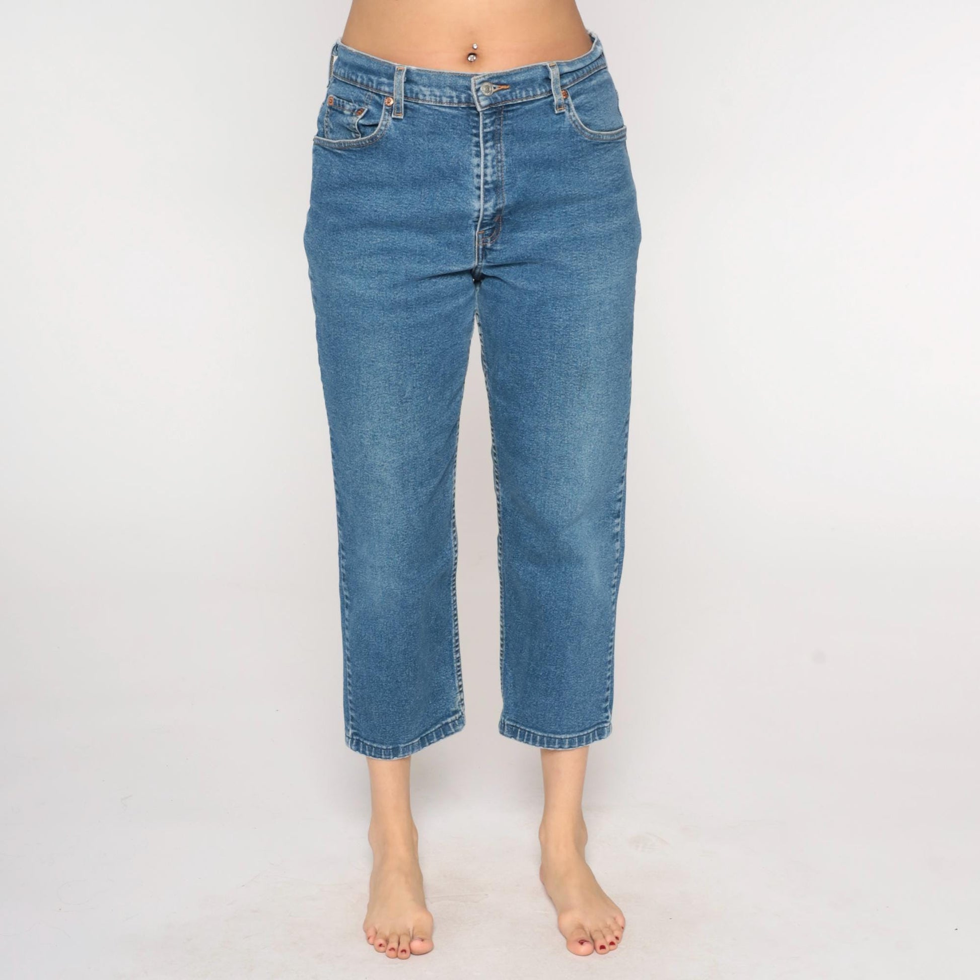 Levi's 550 Y2K High Rise Relaxed Straight Leg Jeans Blue Denim 14