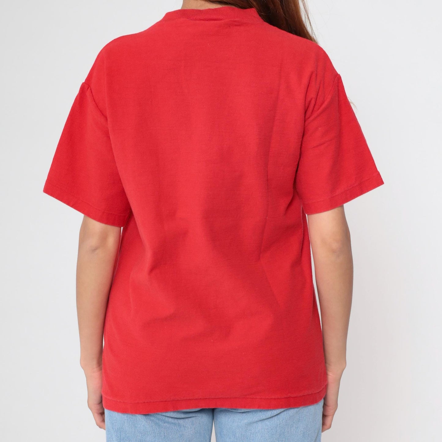 90s DKNY Henley Shirt Red Cotton Short Sleeve Button Up Medium M