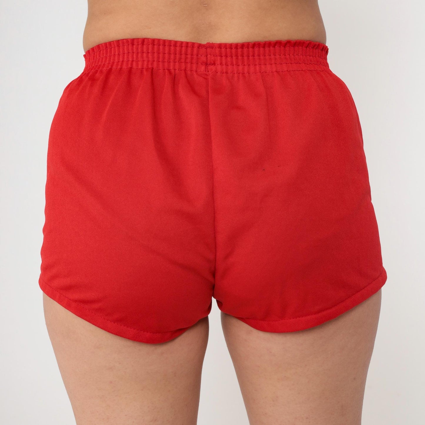80s Red Gym Shorts High Waist Elastic Waistband Extra Small