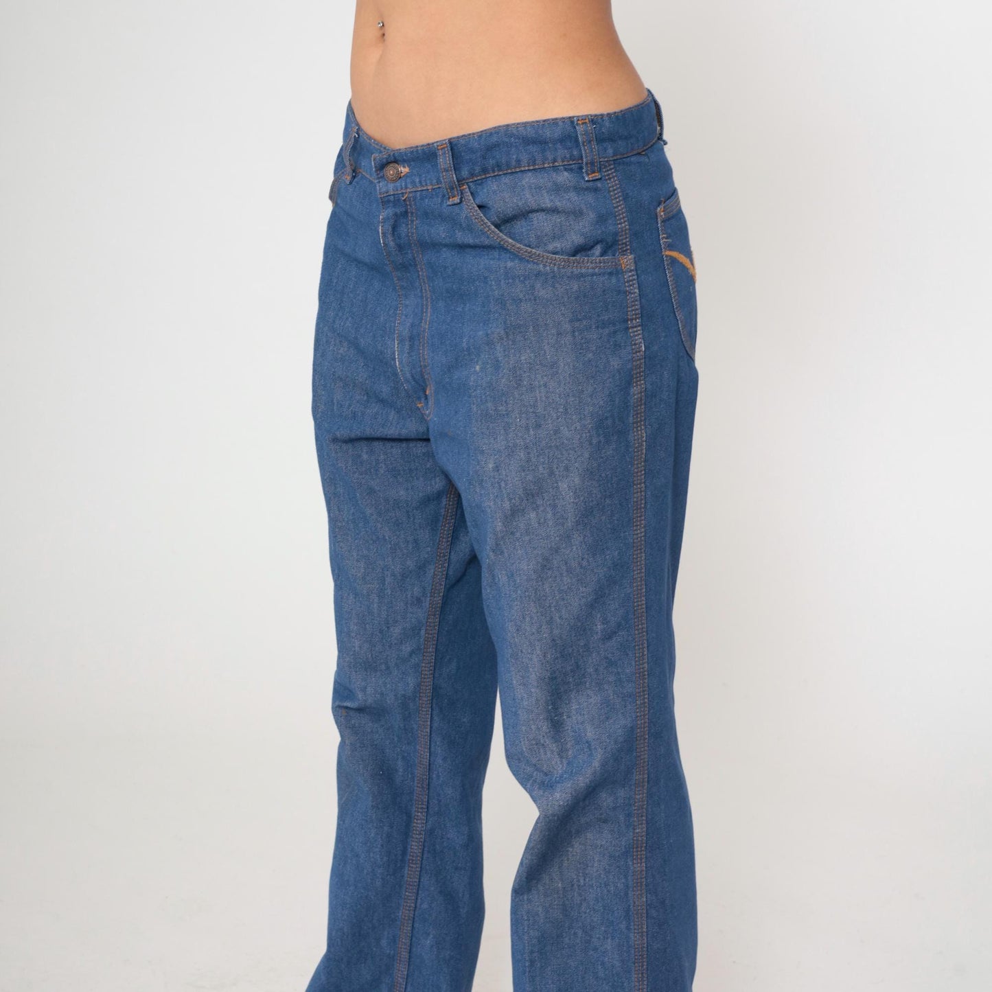 80s Levi's Orange Tab Straight Leg Jeans Western Embroidered Pocket Men's 35