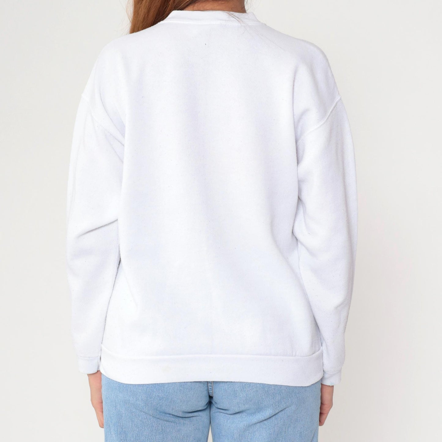 90s Tultex Floral Hand Painted Sweatshirt White Crewneck Medium M