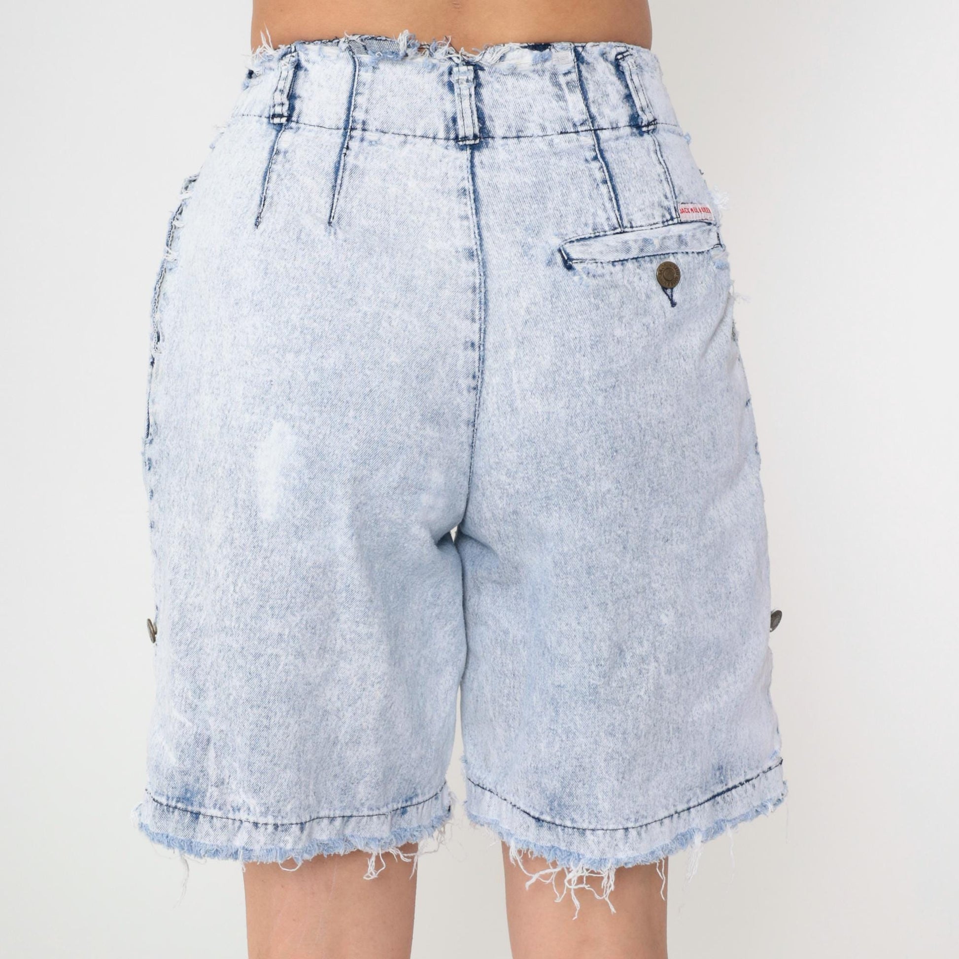 80s Acid Wash Denim Shorts Pleated High Rise Blue Jean Shorts Small 7
