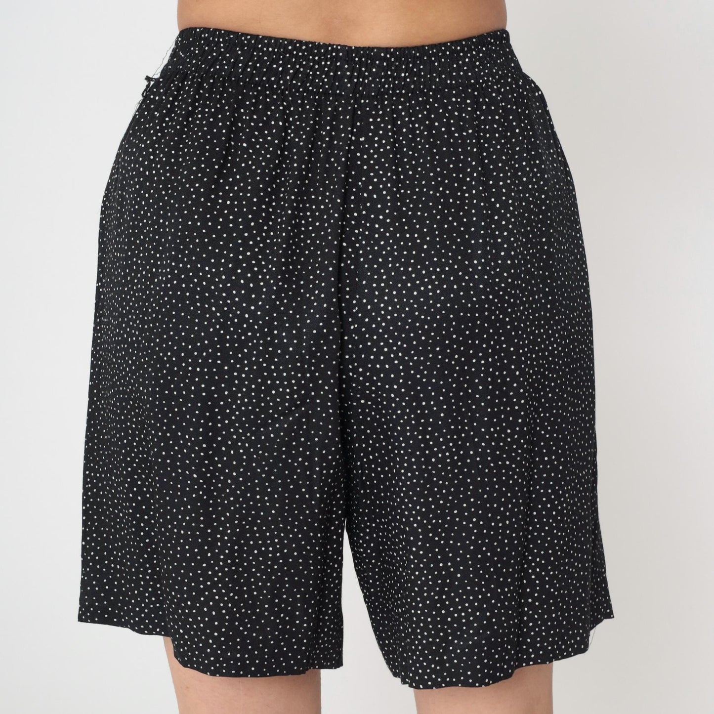 90s Black Polka Dot High-Waist Shorts Elastic Waist Extra Small XS