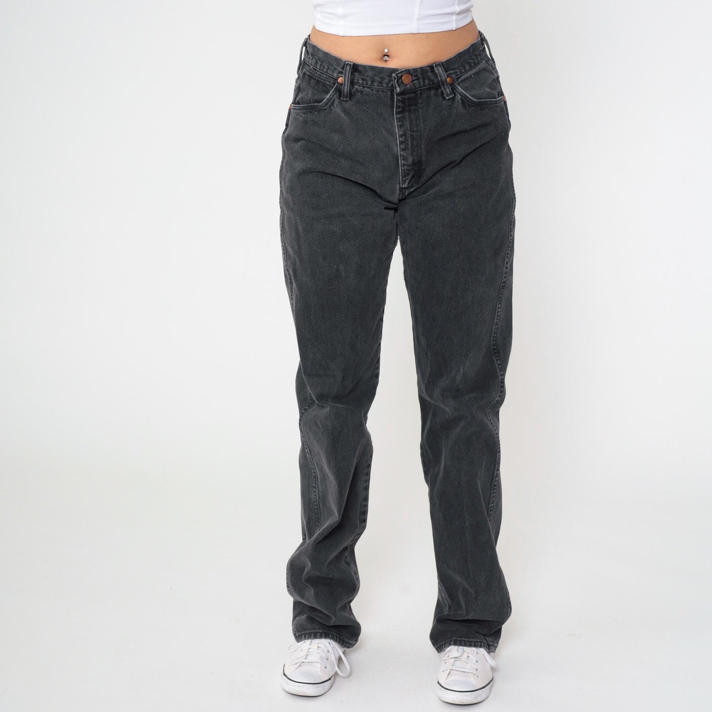 90s Wrangler Black Denim Jeans Straight Leg High Rise 31 x 36