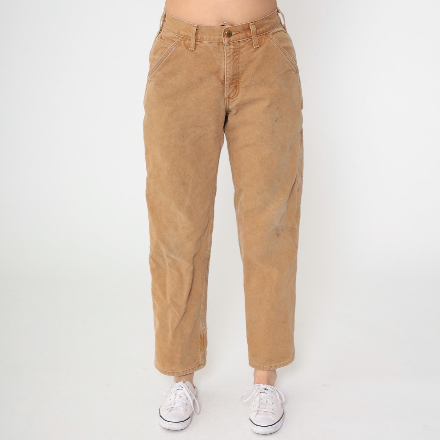 Y2K Carhartt Brown Straight Leg Work Pants Flannel Lined High Waist 30x30