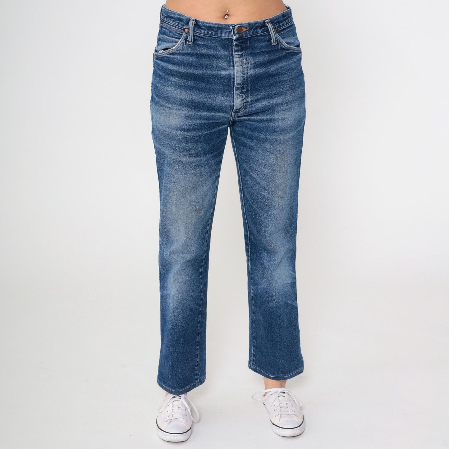90s Wrangler Bootcut Jeans High Rise Faded Blue Denim 33x29 Men's Medium