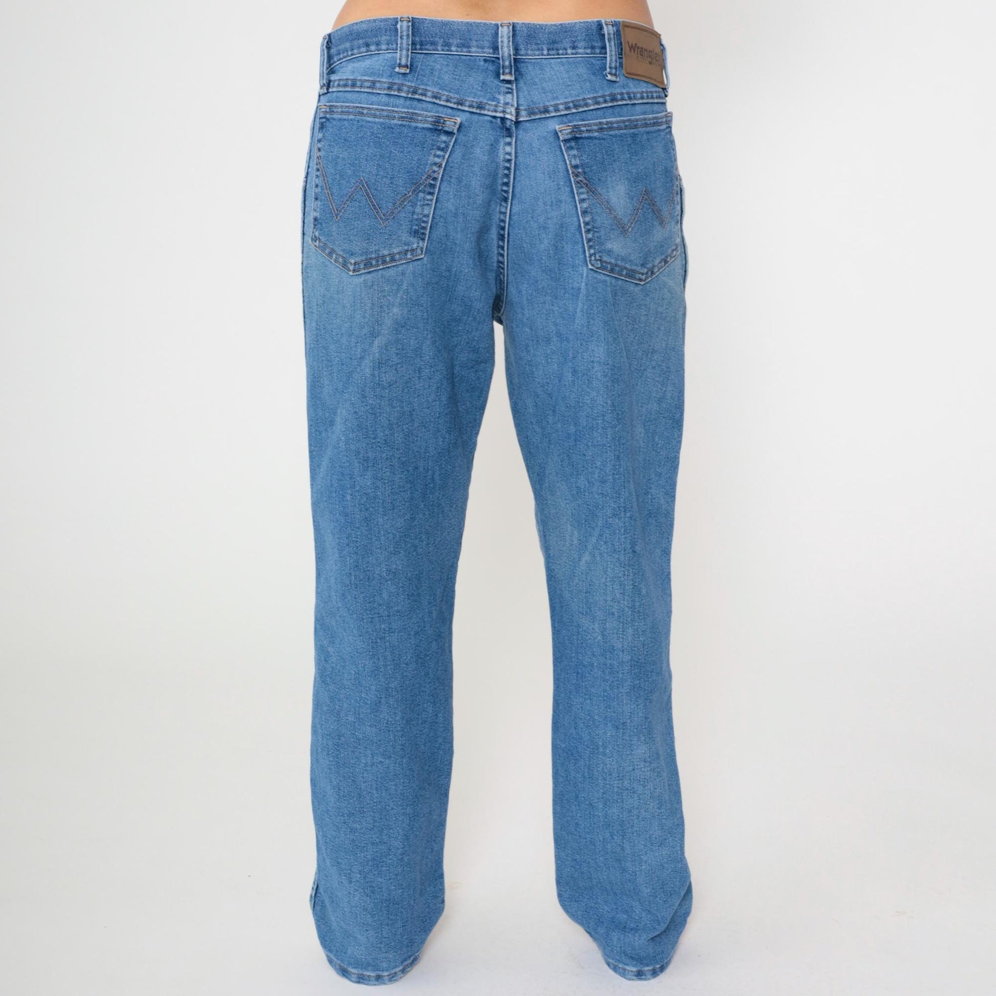 00s Wrangler High Rise Straight Leg Jeans Blue Denim Men's 34x32