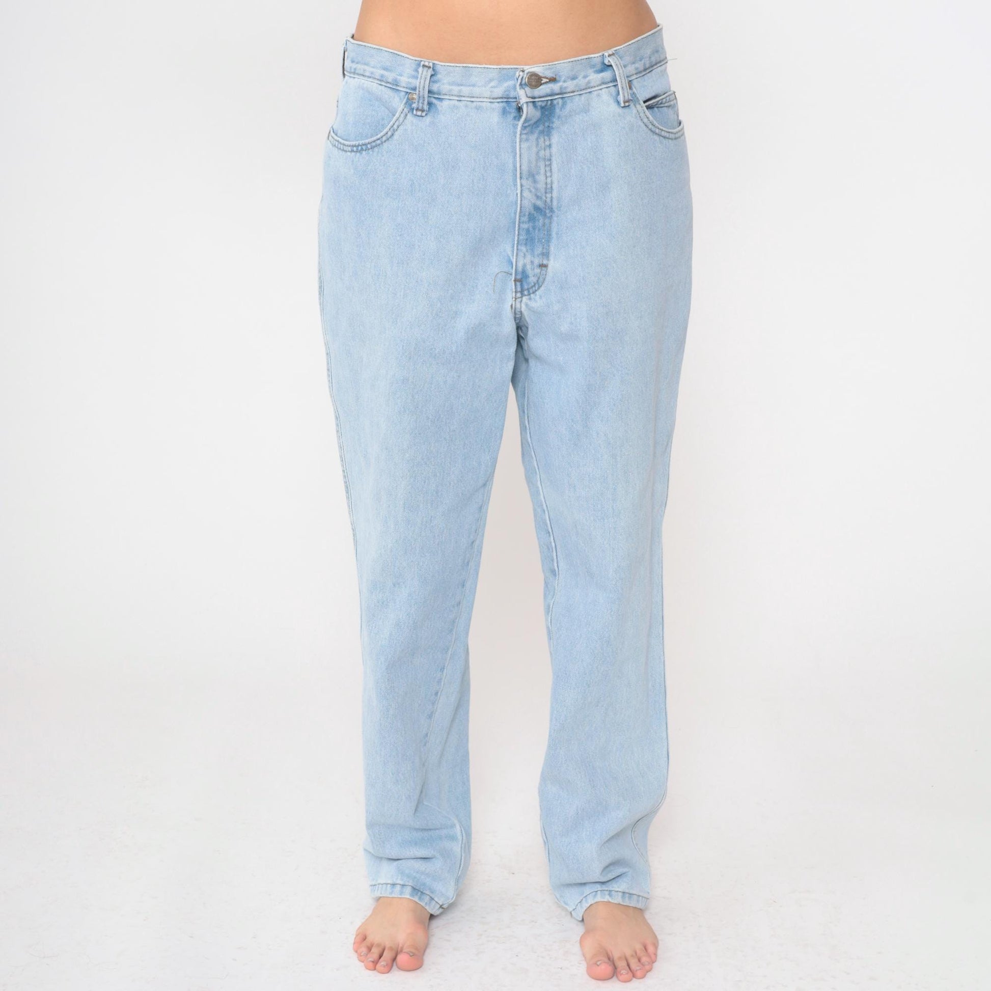 90s Harley Davidson Biker Blues Light Wash Jeans High Waist Straight Leg Large L