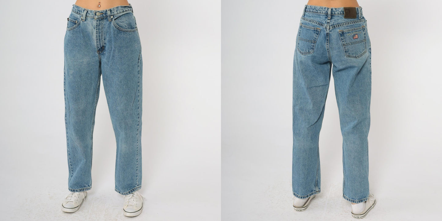 Y2K Polo Jeans Company High Waisted Mom Jeans Medium Blue Denim Size 10