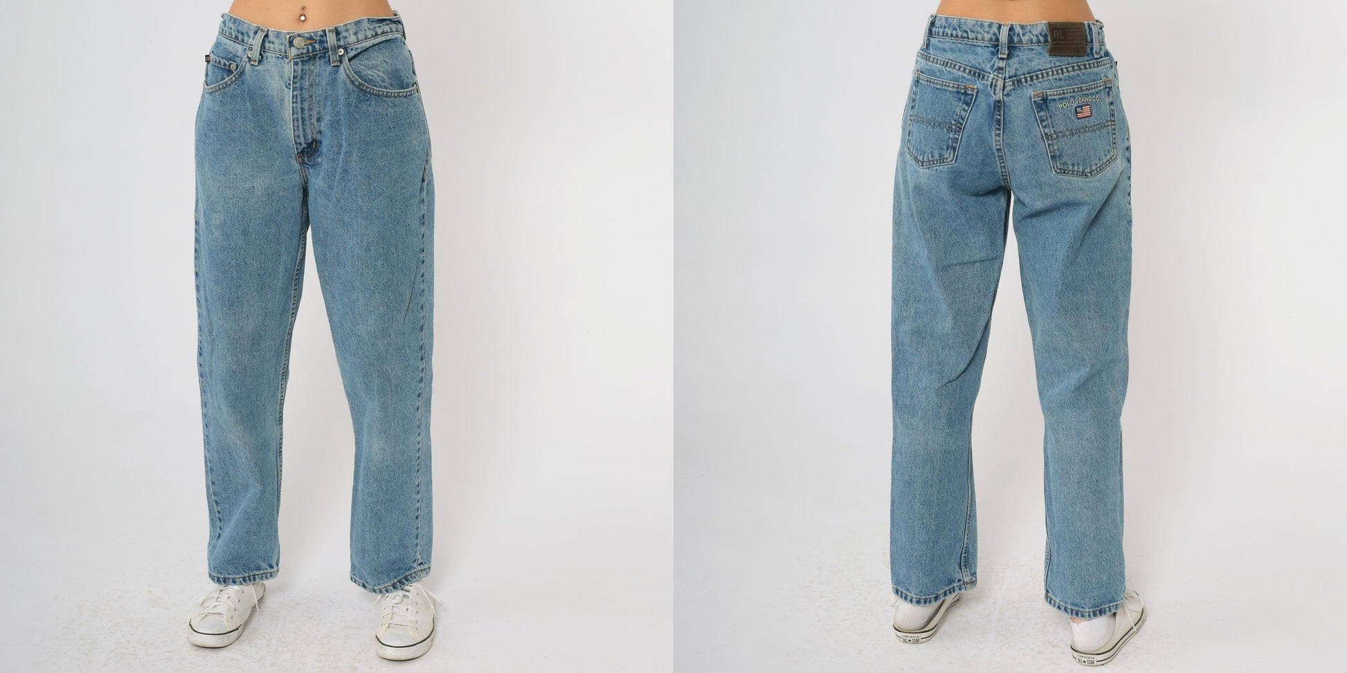 Y2K Polo Jeans Company High Waisted Mom Jeans Medium Blue Denim Size 10