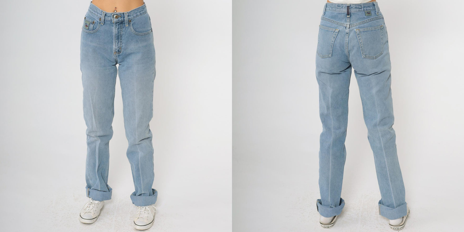 Y2K Cruel Girl High Waisted Straight Leg Jeans Light Blue Wash Small S