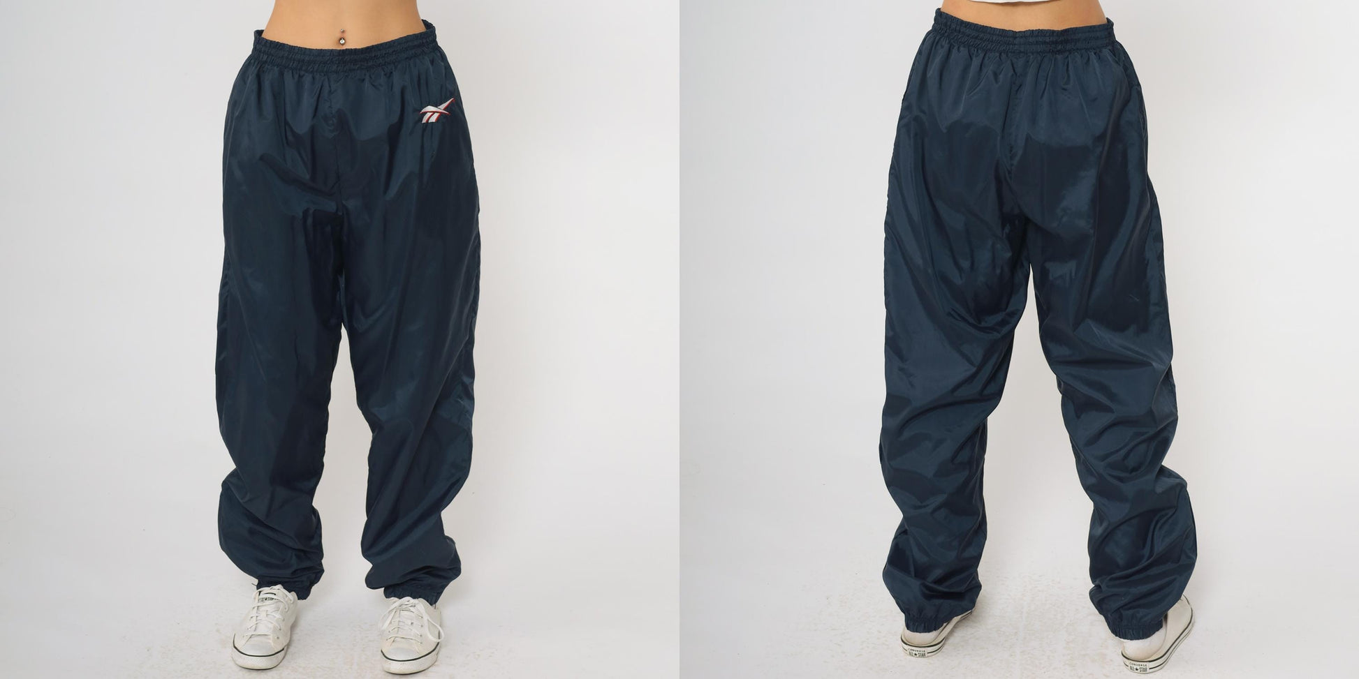90s Reebok Navy Nylon Track Pants Joggers Large