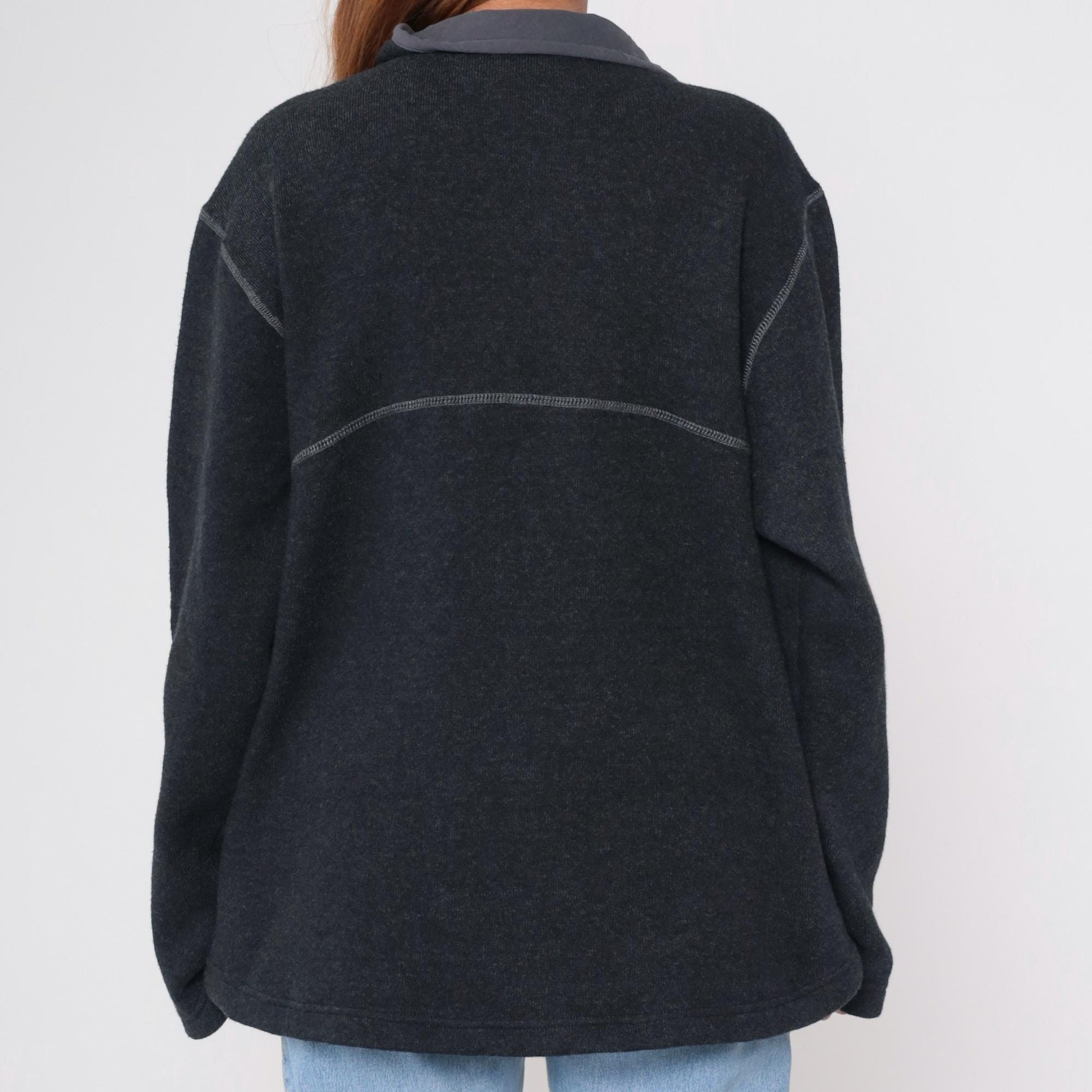 00s Say No To Drugs Race Quarter Zip Sweater Charcoal Grey Knit Large L