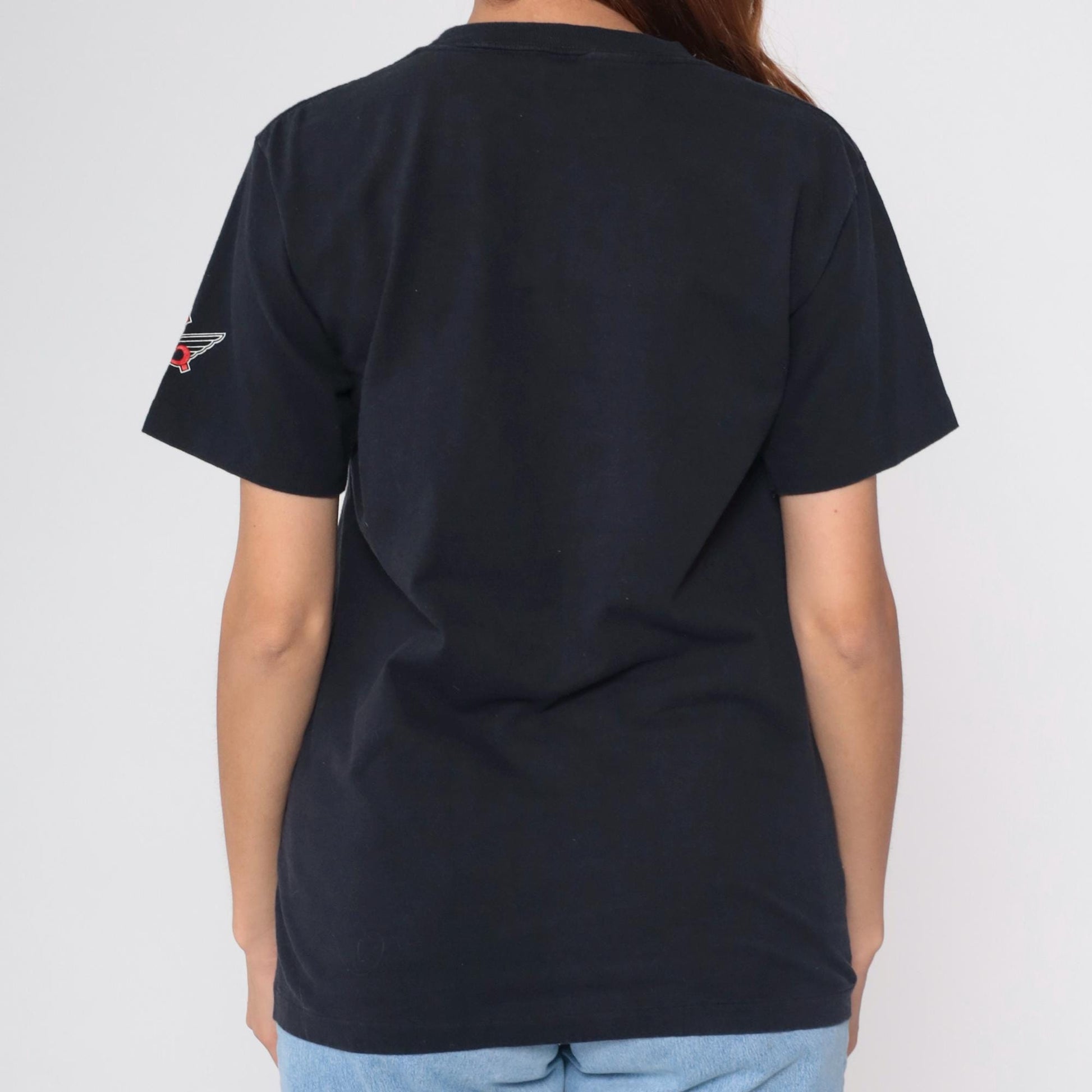 90s Street Legal Eagle Motorcycle Graphic T-Shirt Black Cotton Small