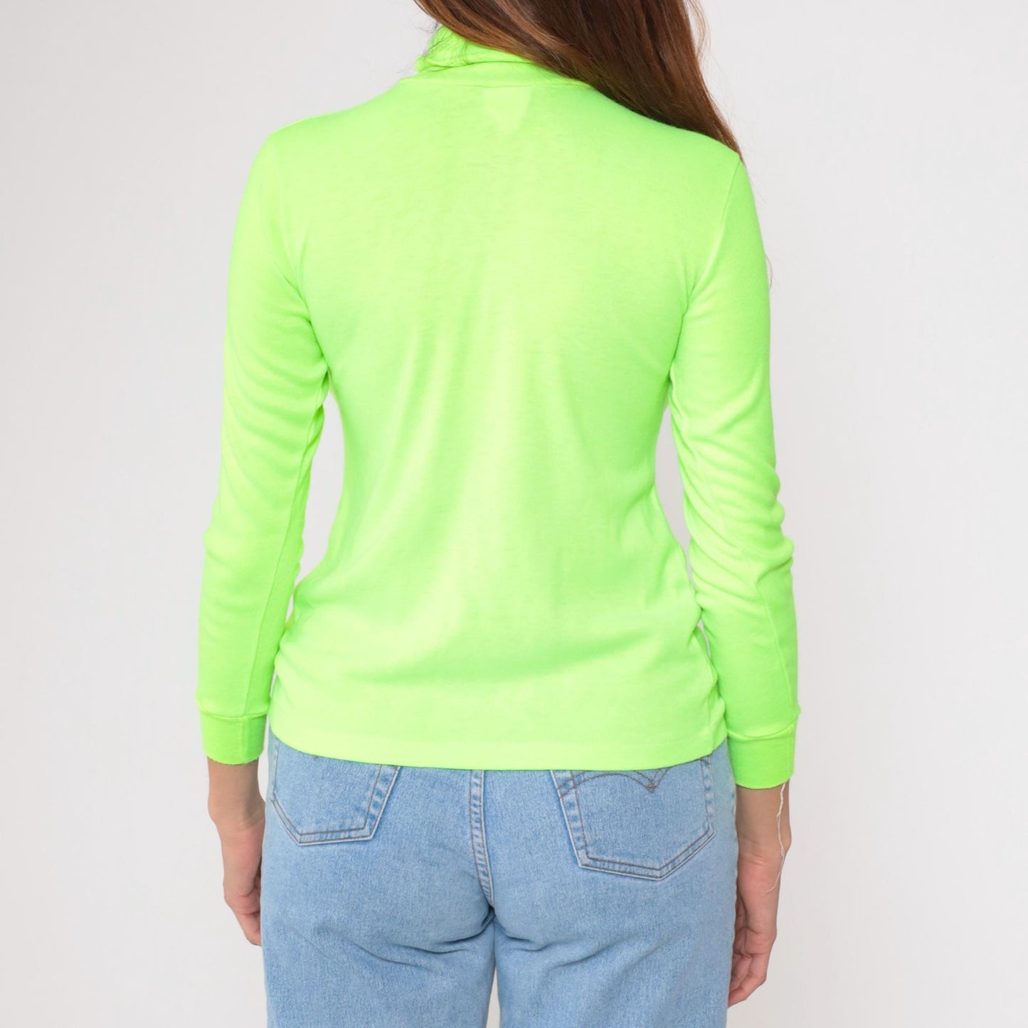 80s Tyrolia by Head Neon Green Turtleneck Long Sleeve Ski Top Youth Large