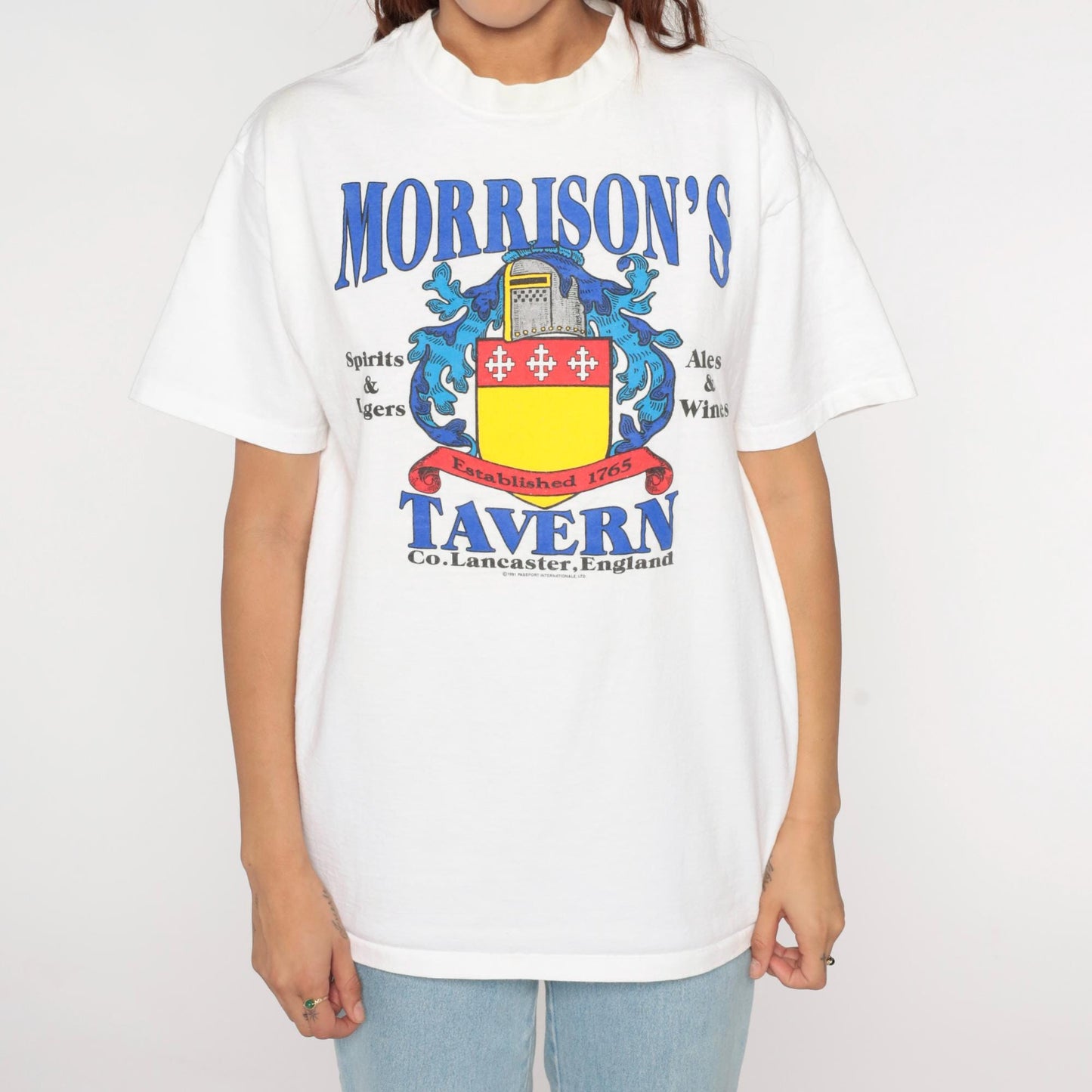 90s Morrison's Tavern Lancaster England Graphic T-Shirt White Large