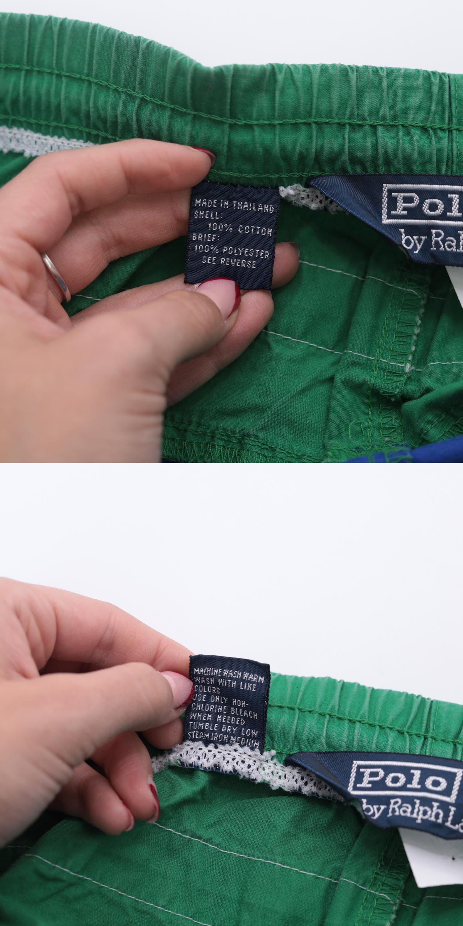 90s Polo Ralph Lauren Swim Trunks Green Blue Colorblock Extra Large XL