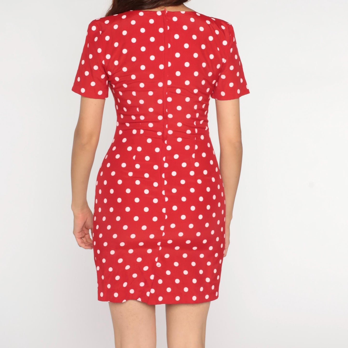 90s My Michelle Polka Dot Mini Dress Red White Scoop Neck Short Sleeve Small