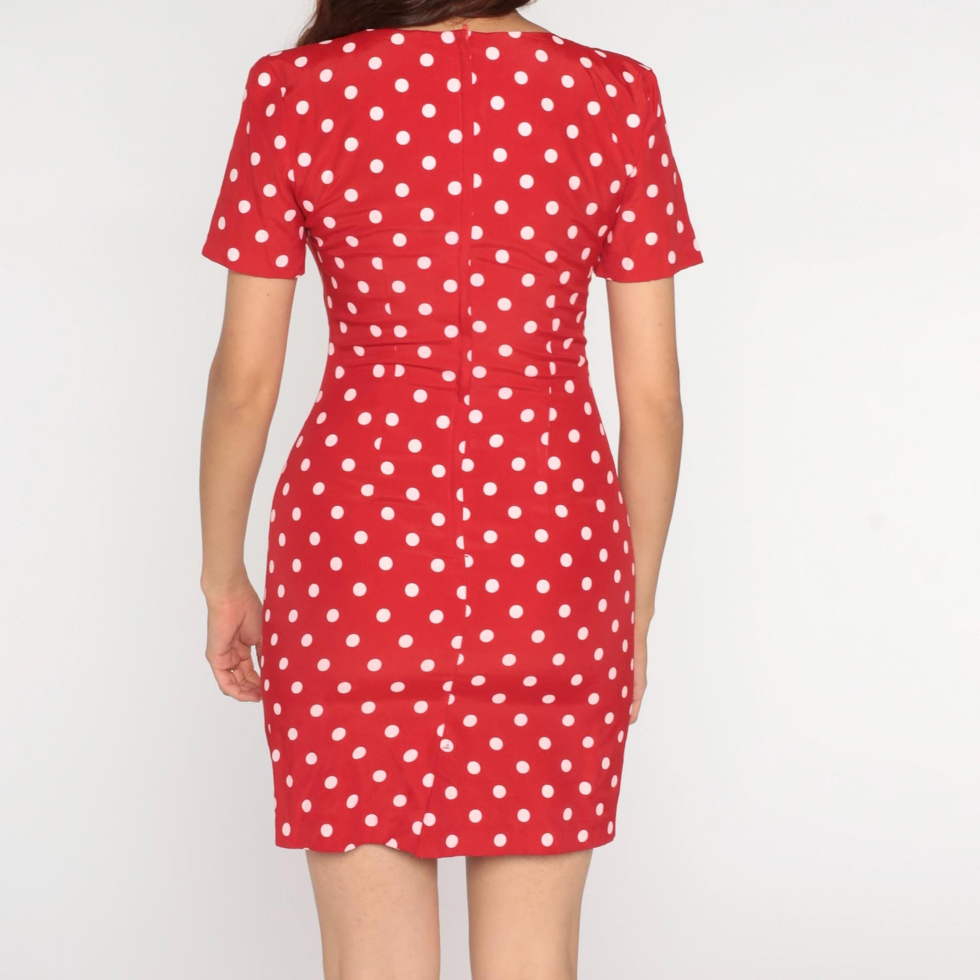 90s My Michelle Polka Dot Mini Dress Red White Scoop Neck Short Sleeve Small