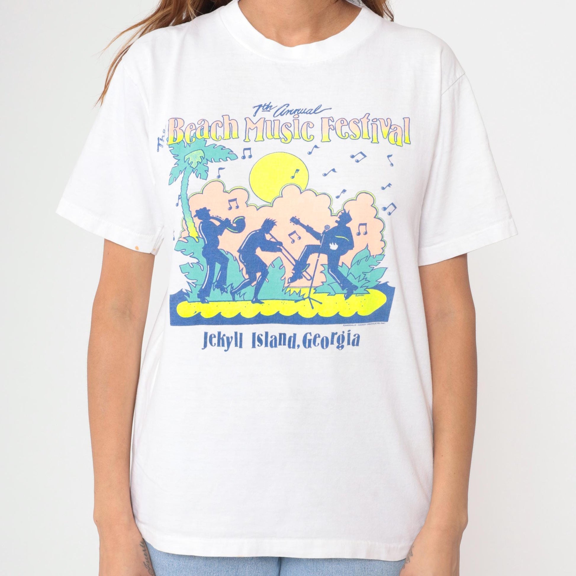1990 Beach Music Festival Jekyll Island Georgia Concert Tee White Cotton Large