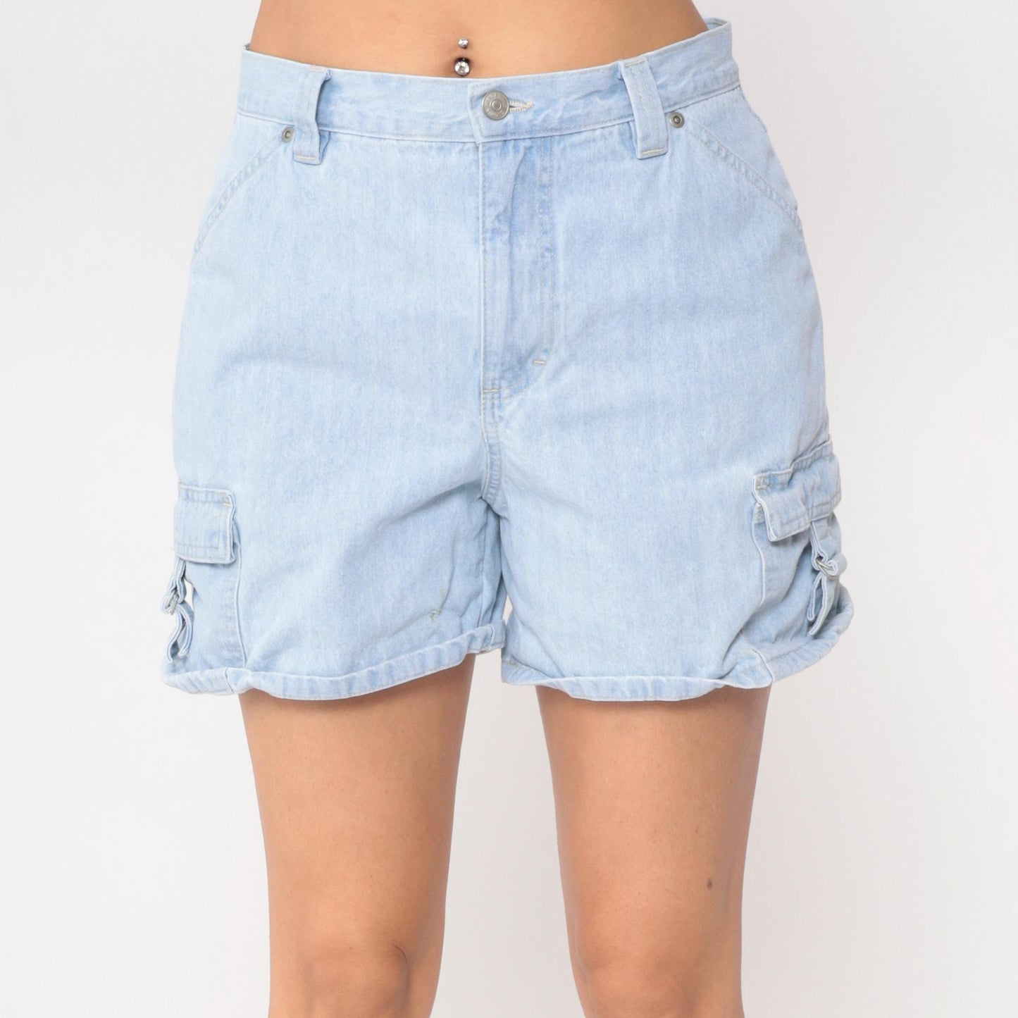 90s Gloria Vanderbilt Light Blue Denim Cargo Shorts High Waisted Medium M