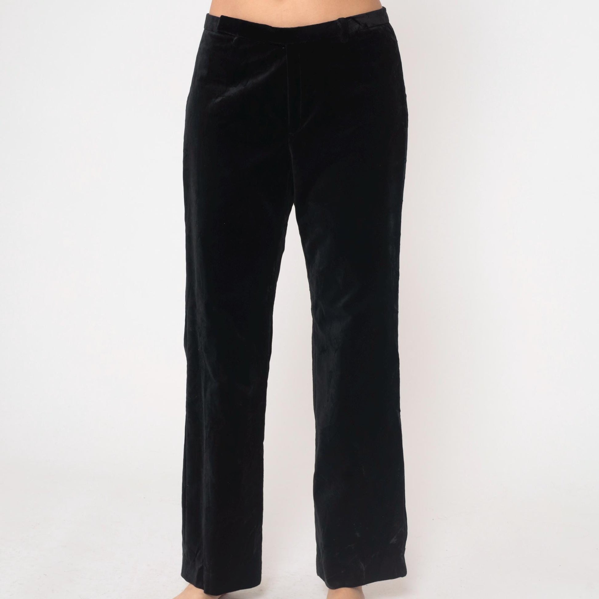 Y2K GAP Black Velvet Straight Leg Pants Low Rise Medium