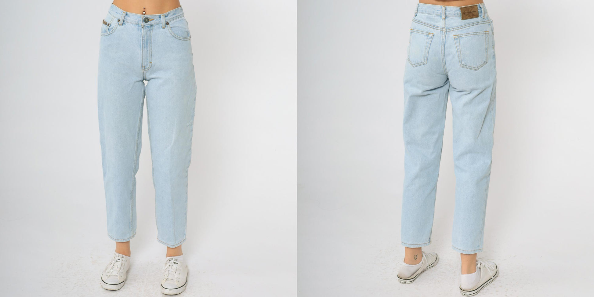 90s Calvin Klein High Waist Tapered Jeans Blue Denim Size 14
