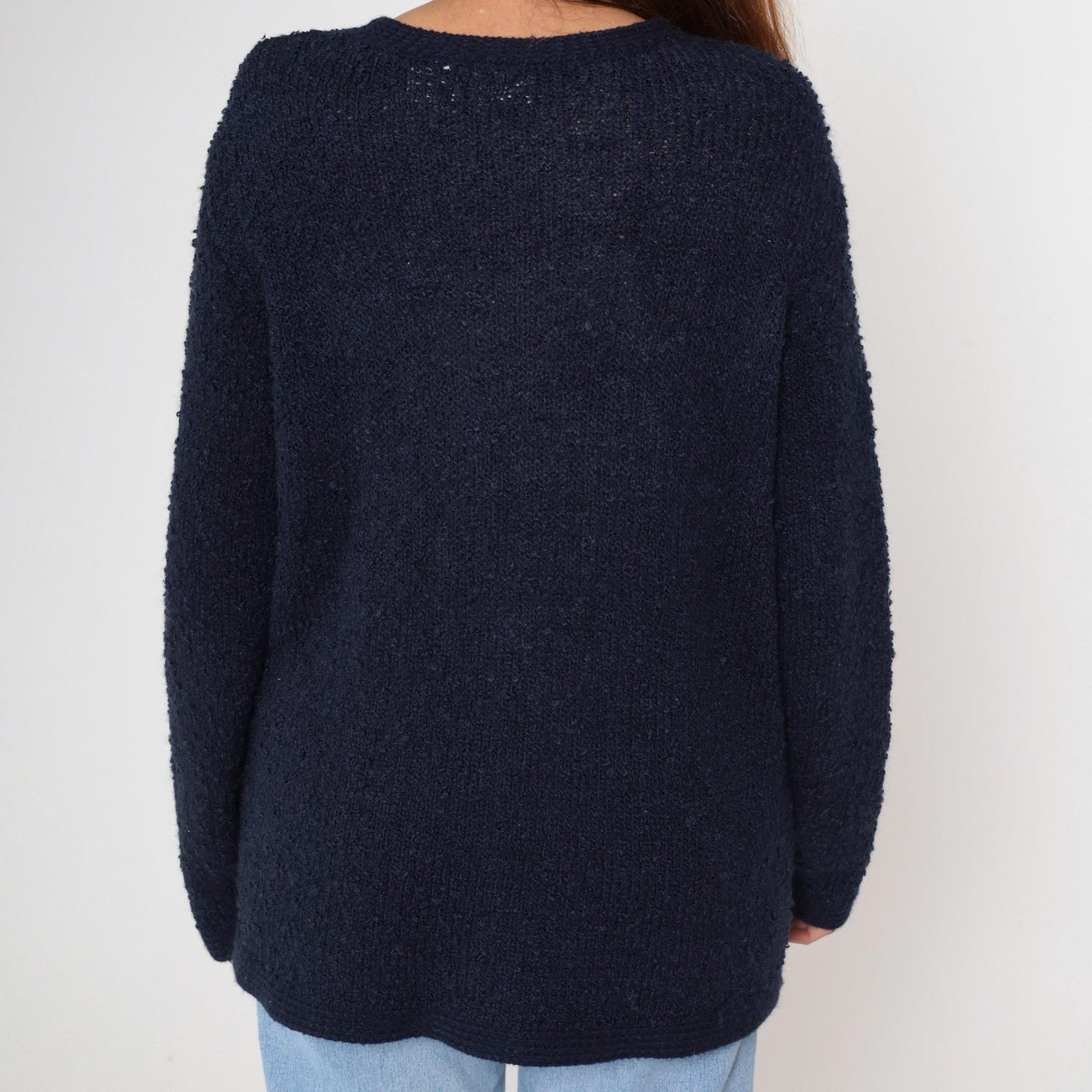 80s Blair Boutique Navy Cardigan Chunky Knit Gold Buttons Large L