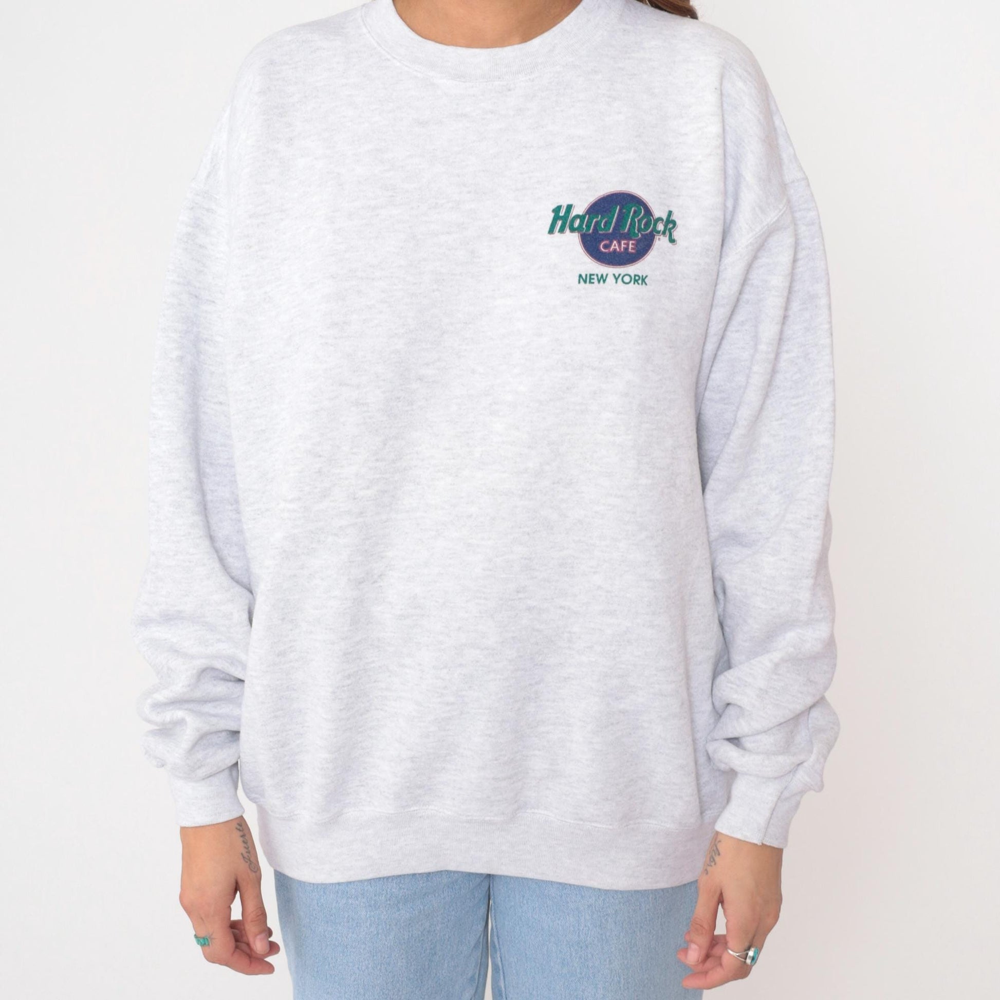 90s Hard Rock Cafe New York Sweatshirt Grey Crewneck Large L