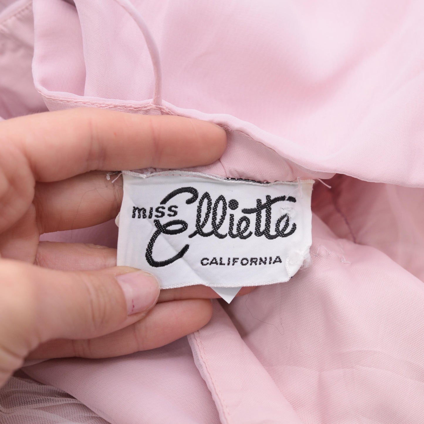 70s Miss Elliette California Pink Babydoll Mini Dress Lace Peplum Size 8