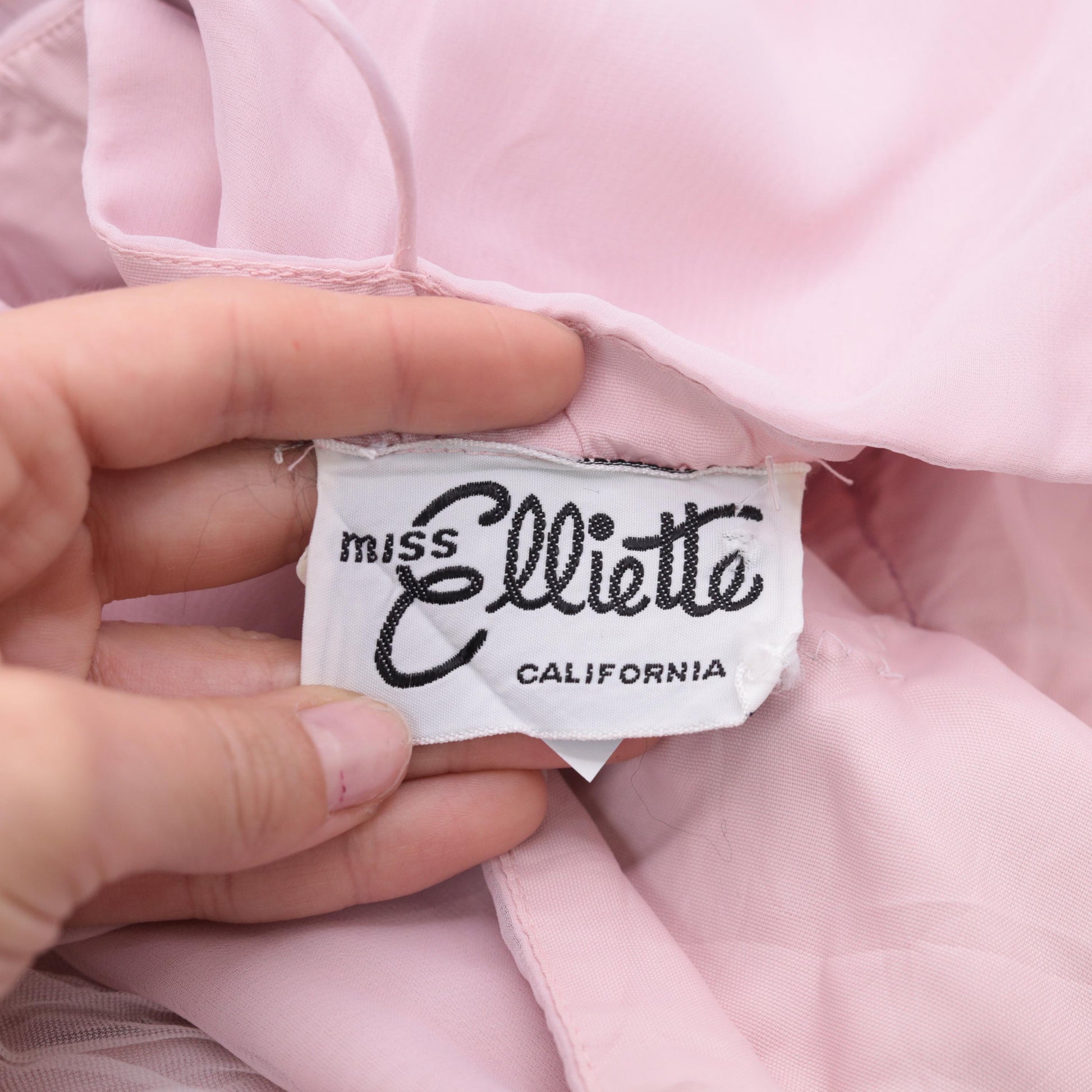 70s Miss Elliette California Pink Babydoll Mini Dress Lace Peplum Size 8