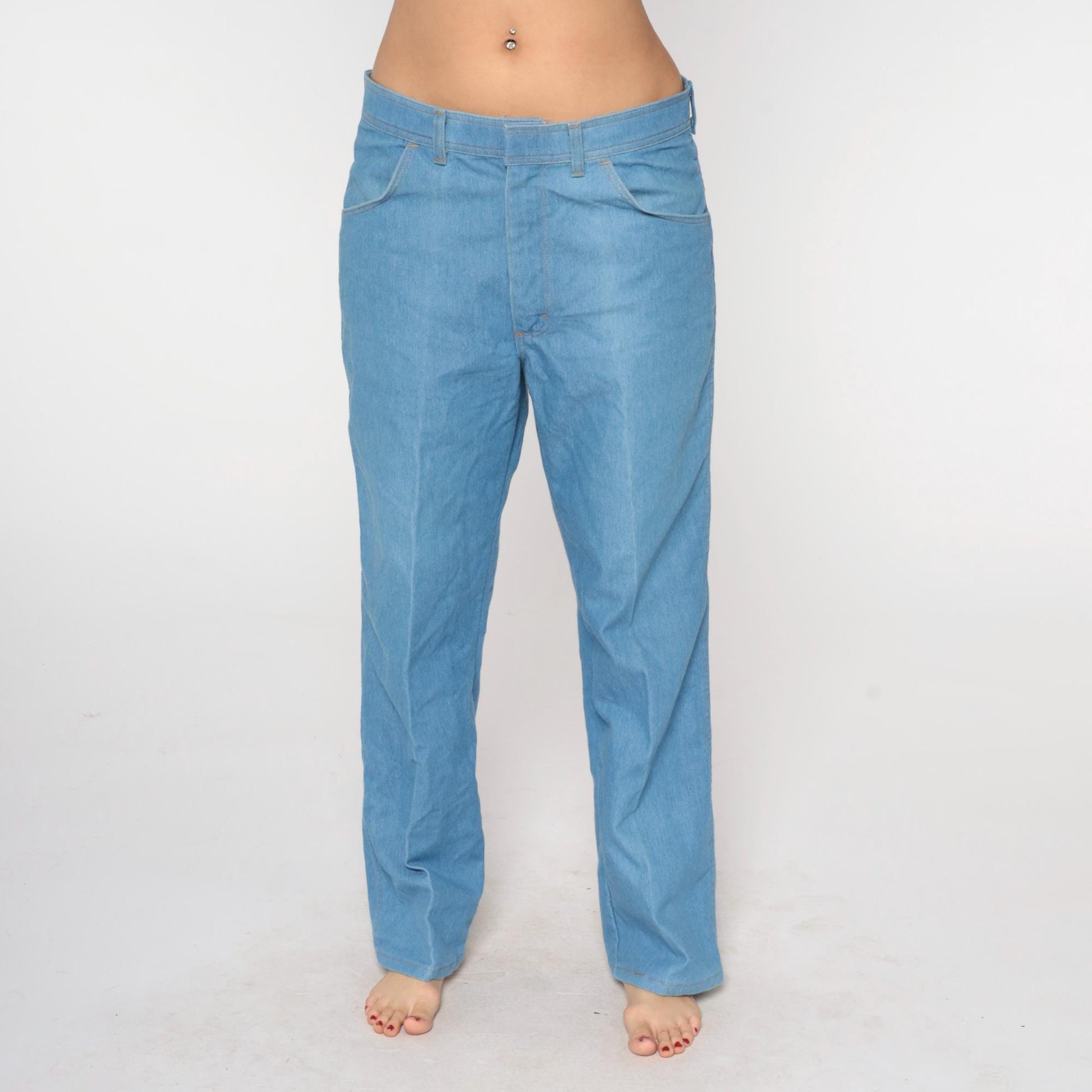 90s Wrangler Straight Leg Jeans Light Blue Denim High Waist 36x30