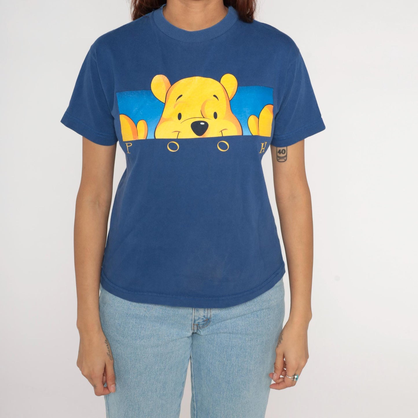 90s Winnie the Pooh Disney Navy Graphic T-Shirt Cotton Large L