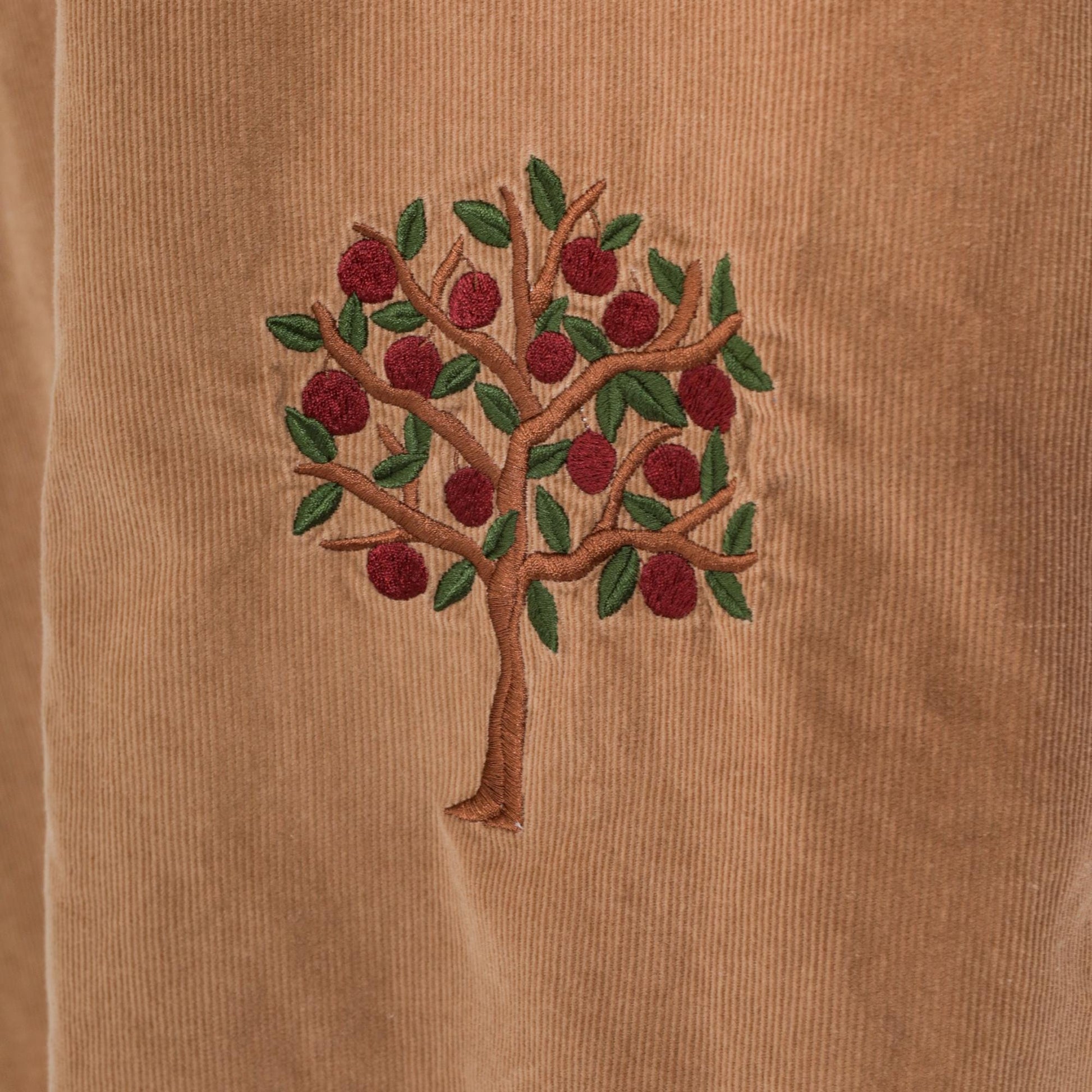 90s Mandal Bay Corduroy Jumper Dress Tan Apple Embroidery Maxi Large L