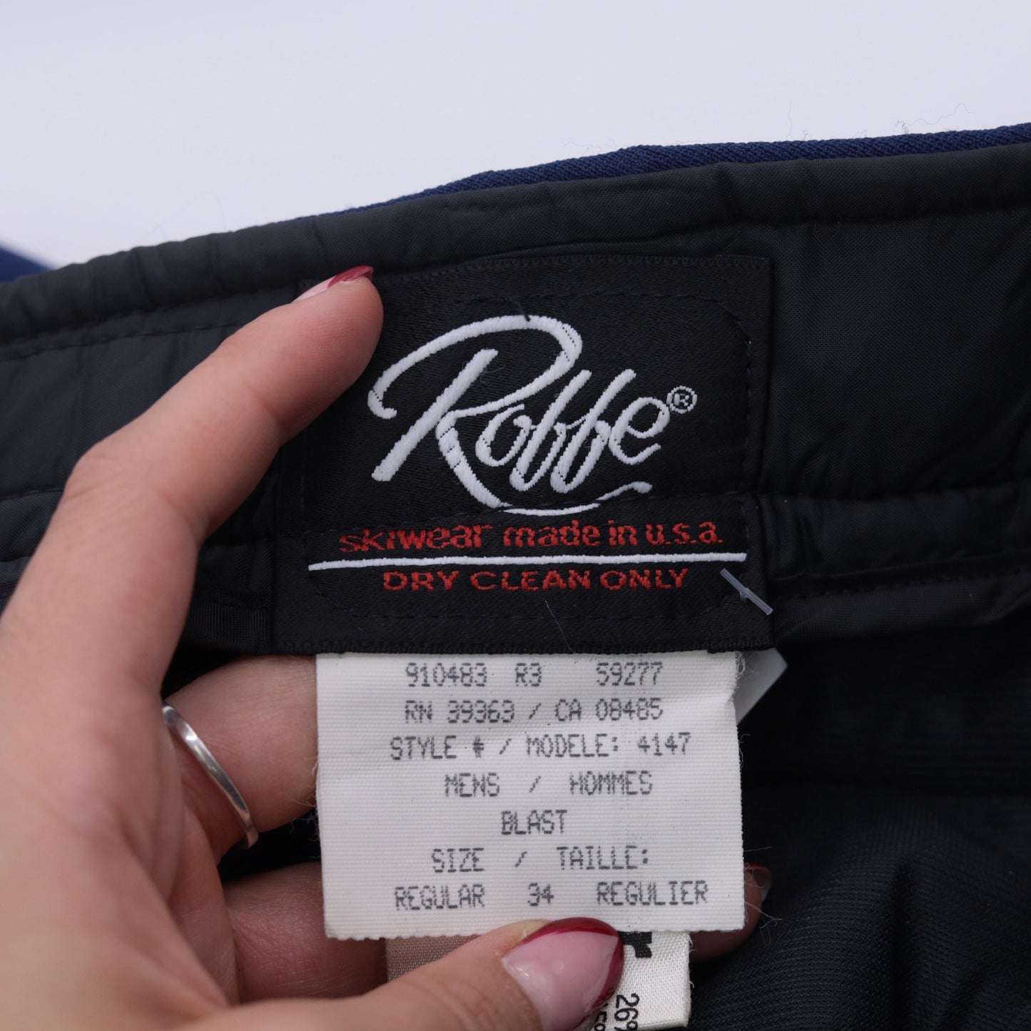 70s Roffe Navy Wool Ski Pants Adjustable Waist Zippered Legs 34 Regular