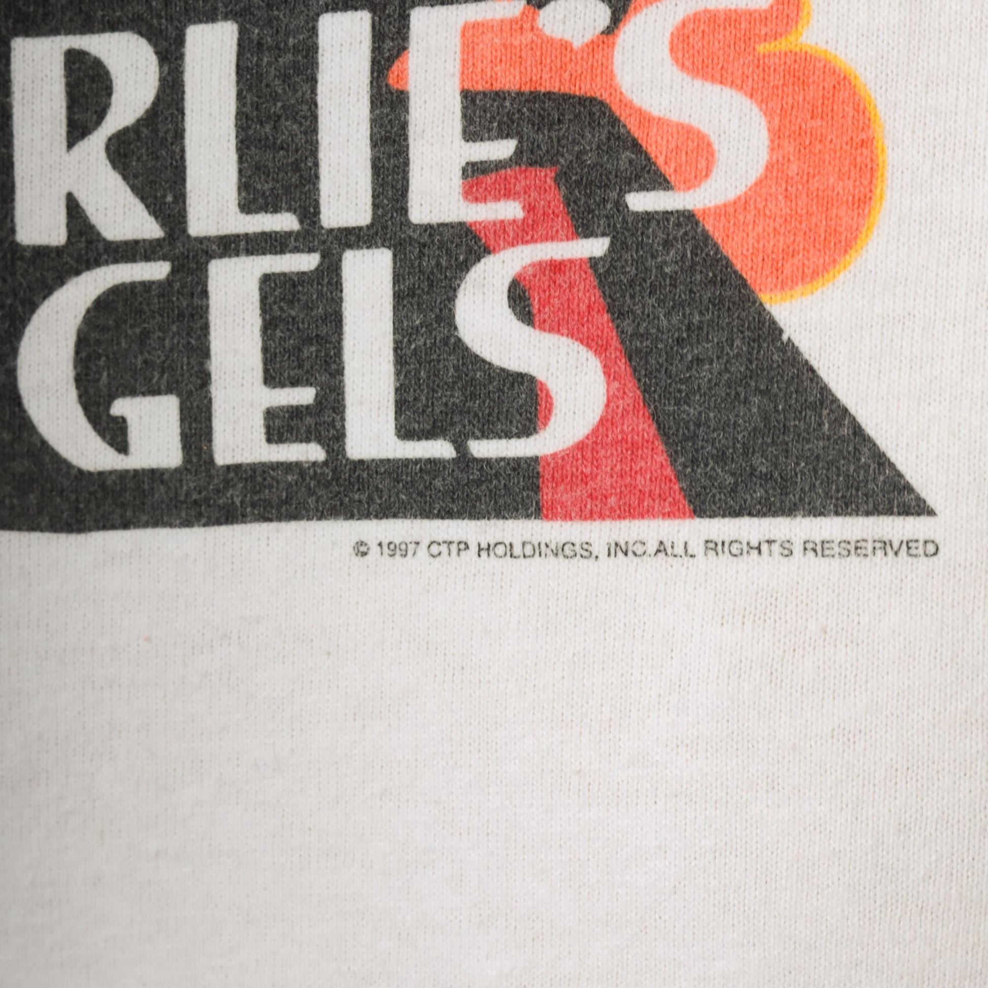 90s Charlie's Angels Ringer T-Shirt White Red Trim Graphic Tee Youth Medium
