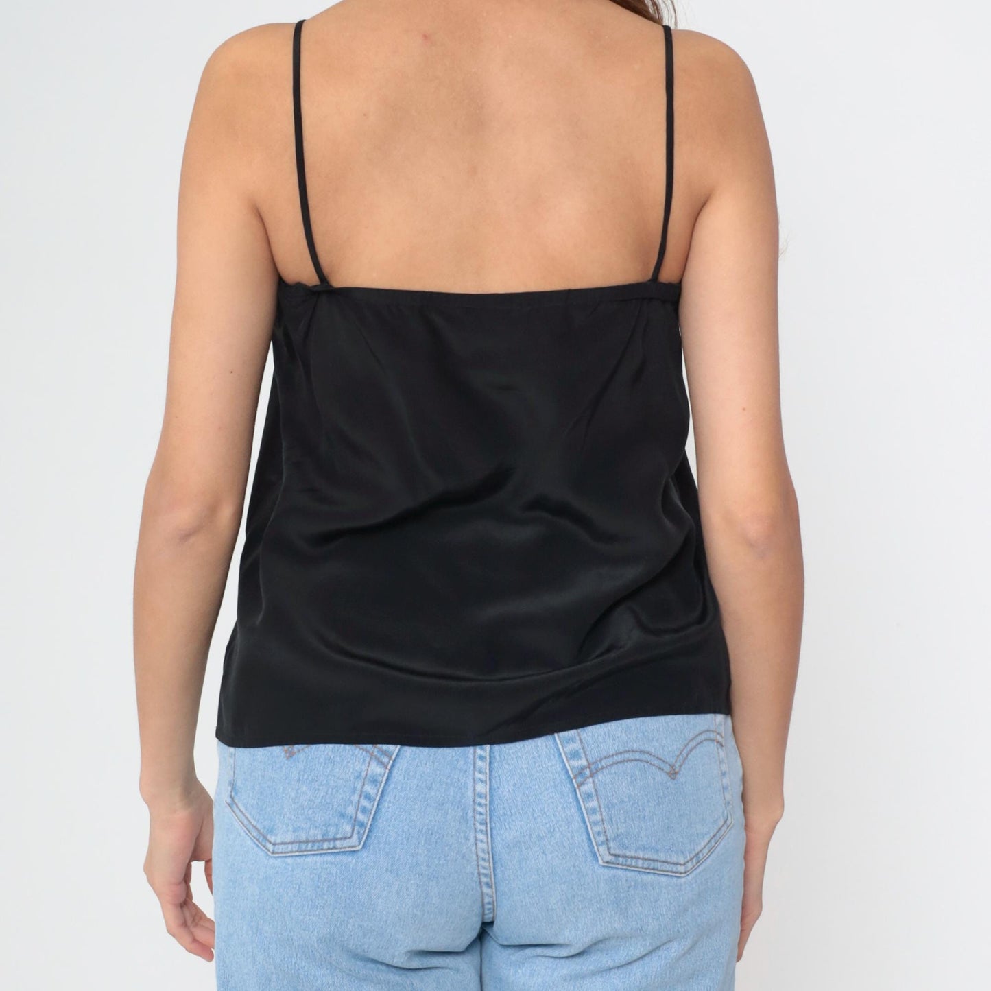 Nina Ricci Black Silk Camisole 90s Spaghetti Strap Tank Medium